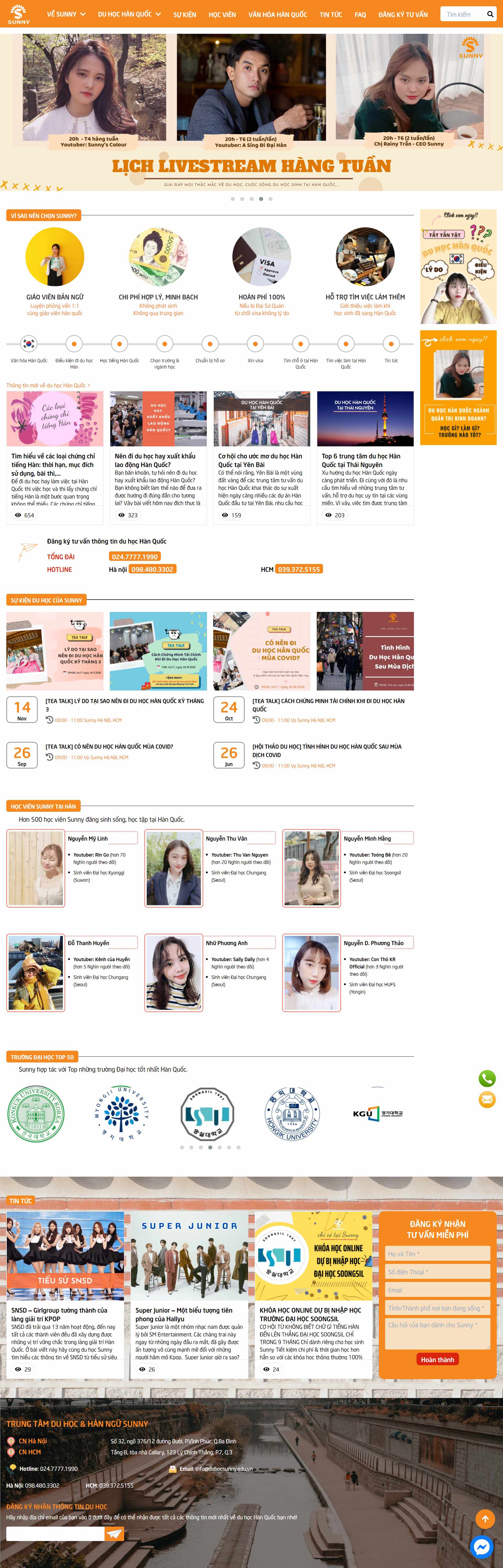 Thiết kế Website web du học hàn quốc - duhocsunnyeduvn