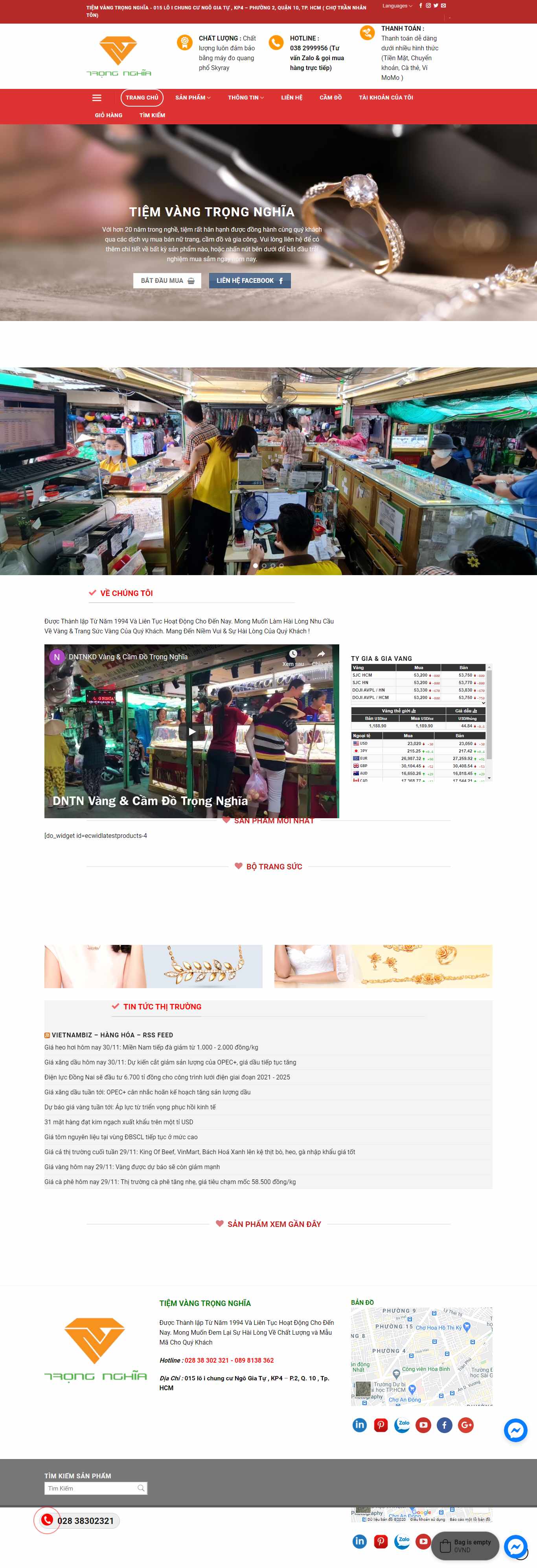 Thiết kế Website Web tiệm vàng bạc - trongnghiacomvn