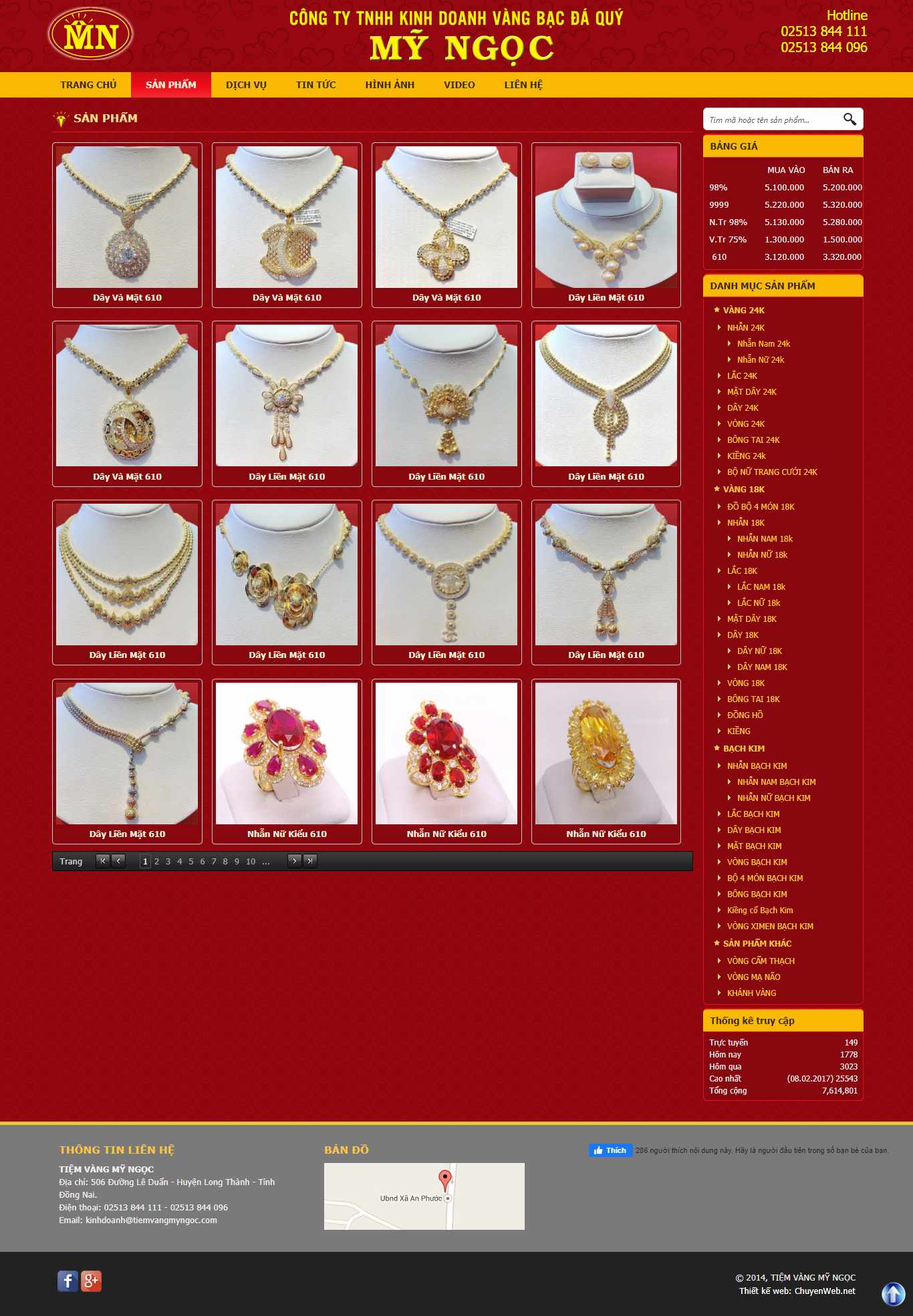 Thiết kế Website Web tiệm vàng bạc - tiemvangmyngoccom