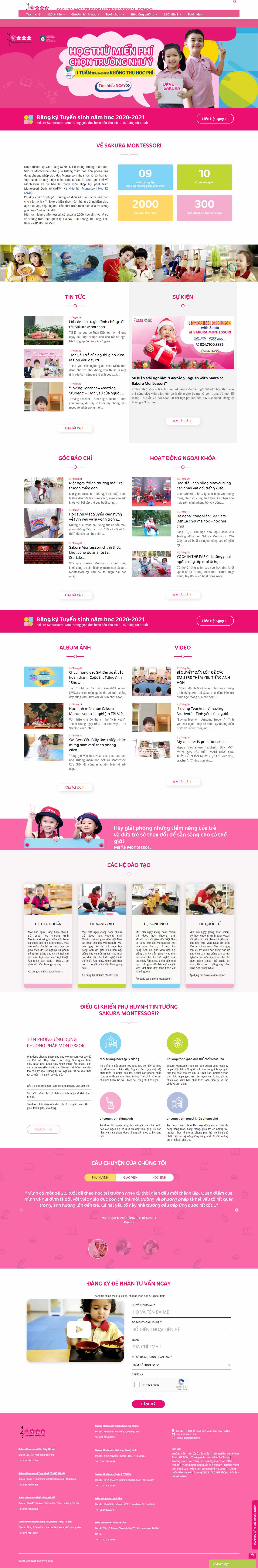 Thiết kế Website web trường mầm non - sakuramontessorieduvn