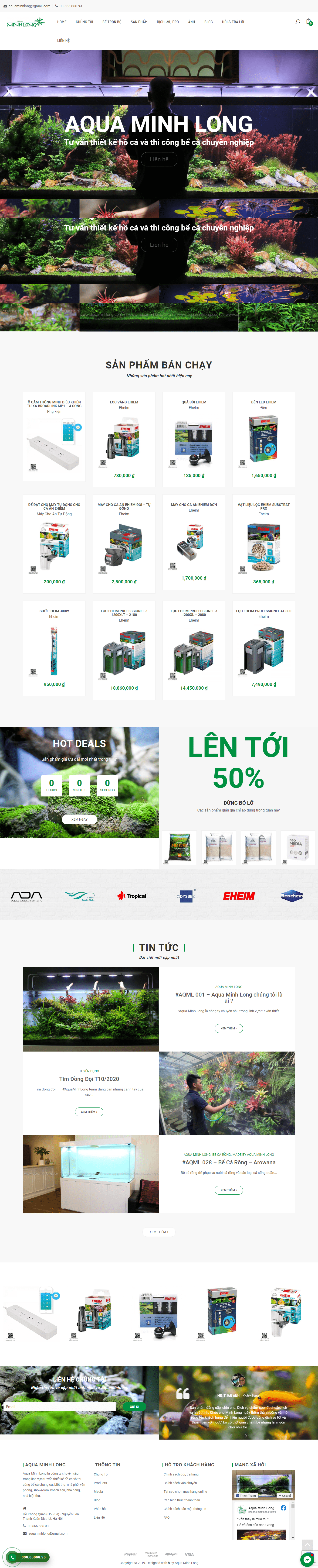 Thiết kế Website Web bán cá cảnh - aquaminhlongcom