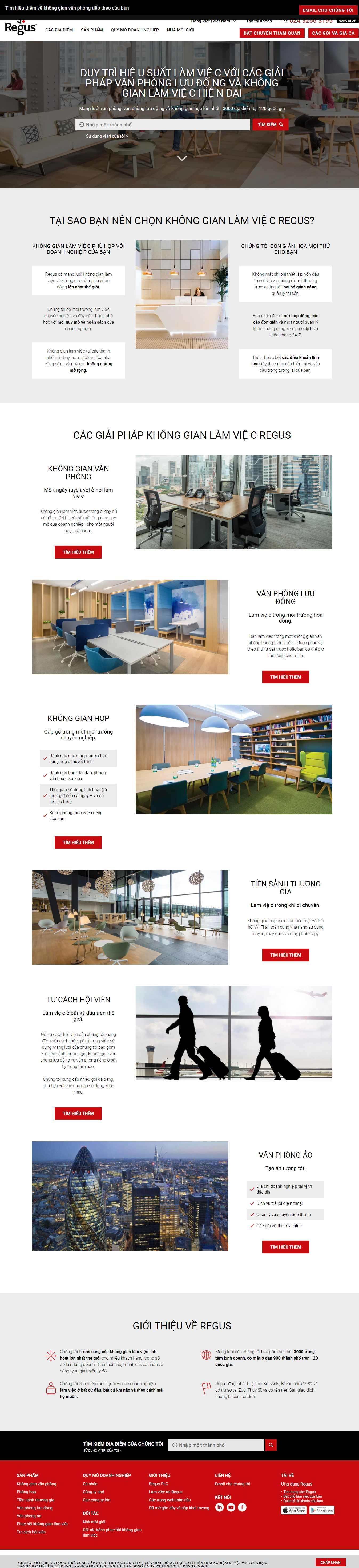 Thiết kế Website Web văn phòng chia sẻ - wwwreguscomvn