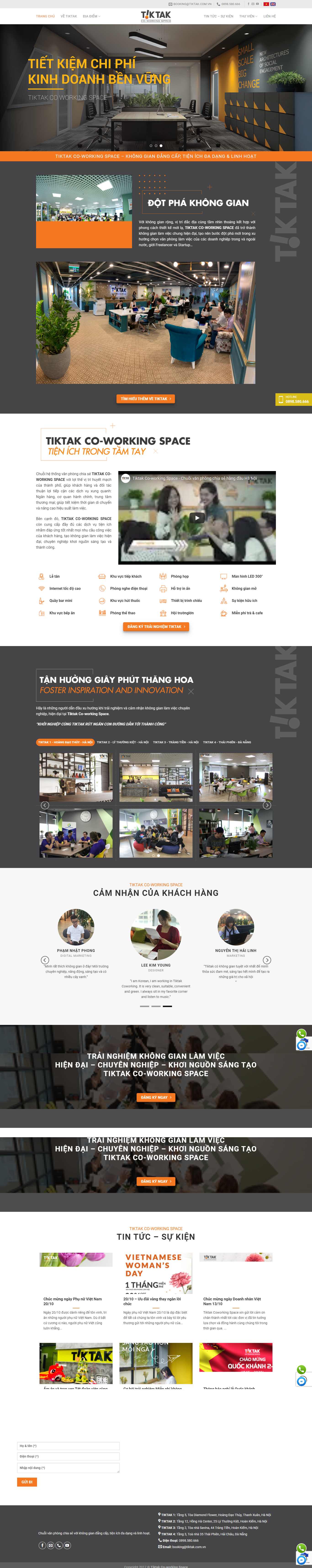 Thiết kế Website Web văn phòng chia sẻ - tiktakcomvn