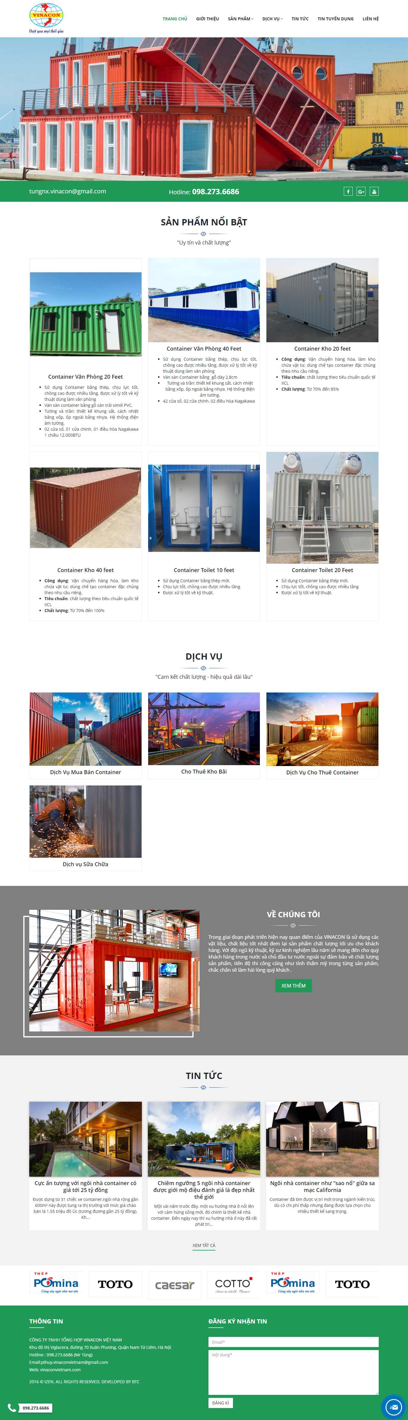 Thiết kế Website Web mua bán container - vinaconvietnamcom