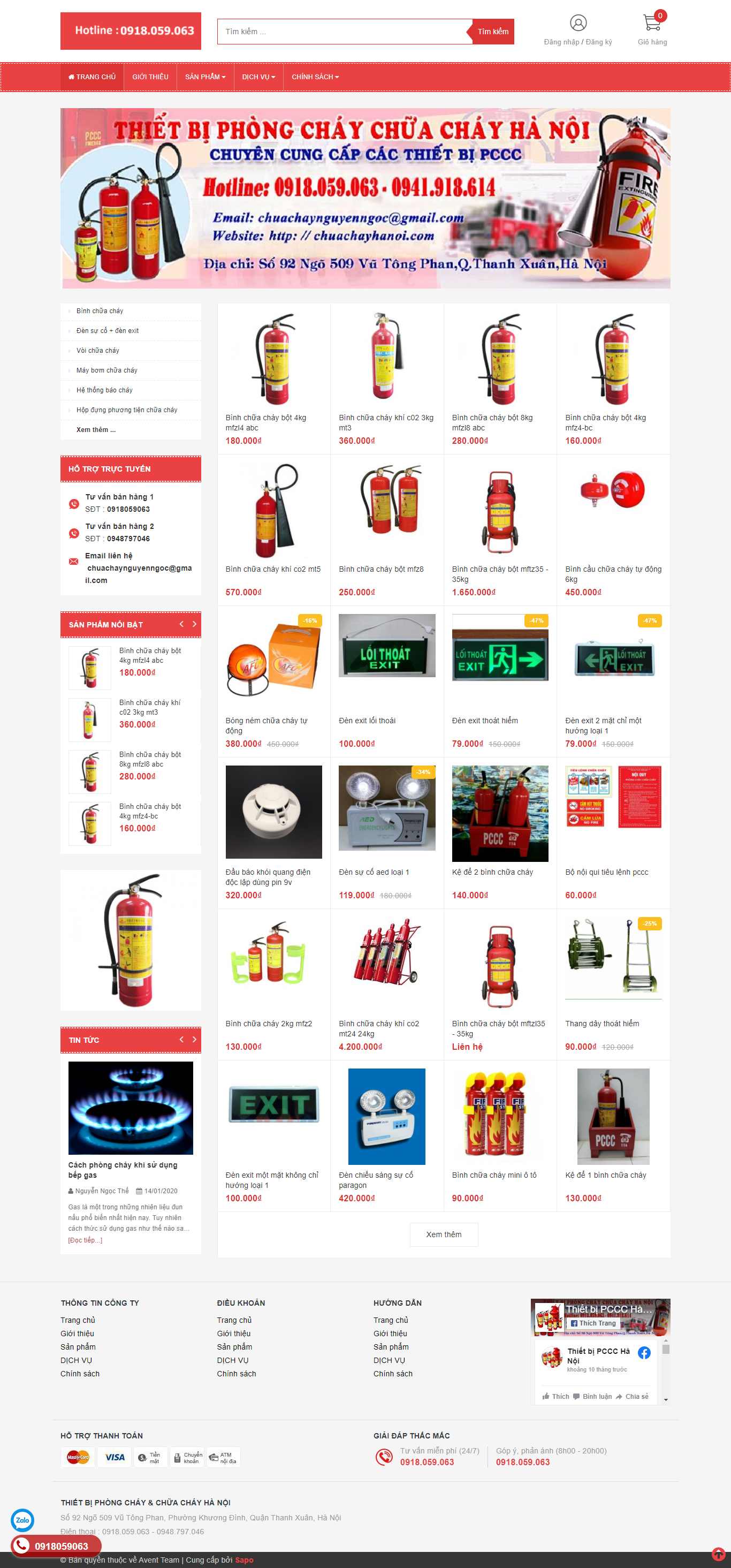 Thiết kế Website Web phòng cháy, chữa cháy - chuachayhanoicom