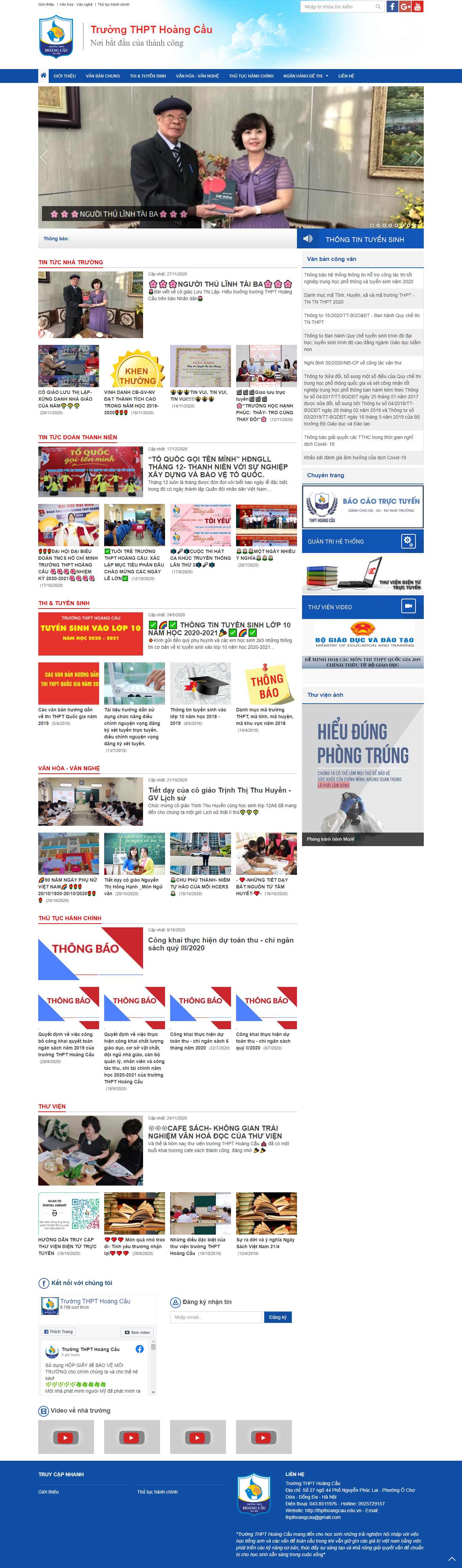 Thiết kế Website Web trung học phổ thông - thpthoangcaueduvn
