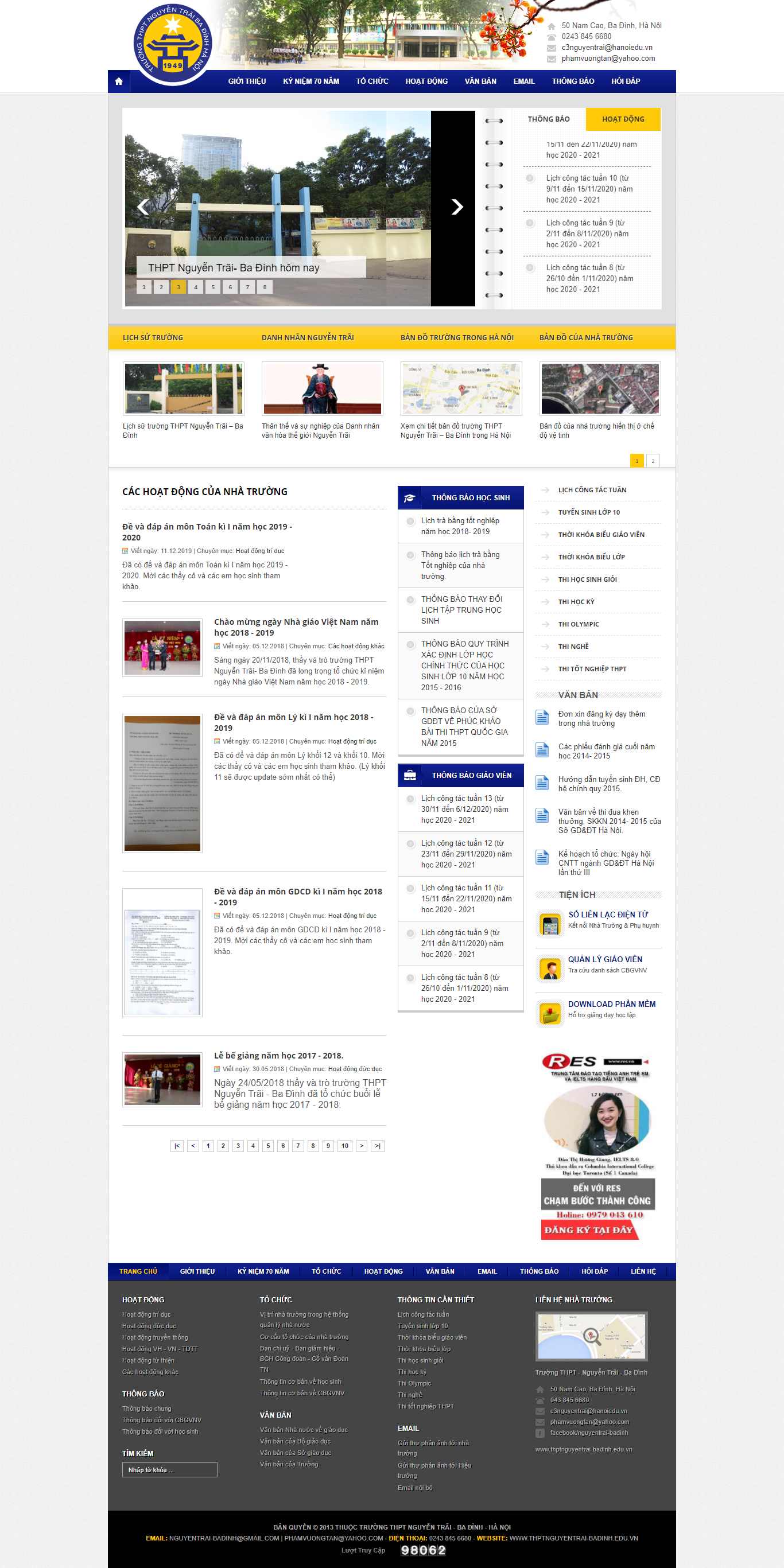 Thiết kế Website Web trung học phổ thông - thptnguyentrai-badinheduvn