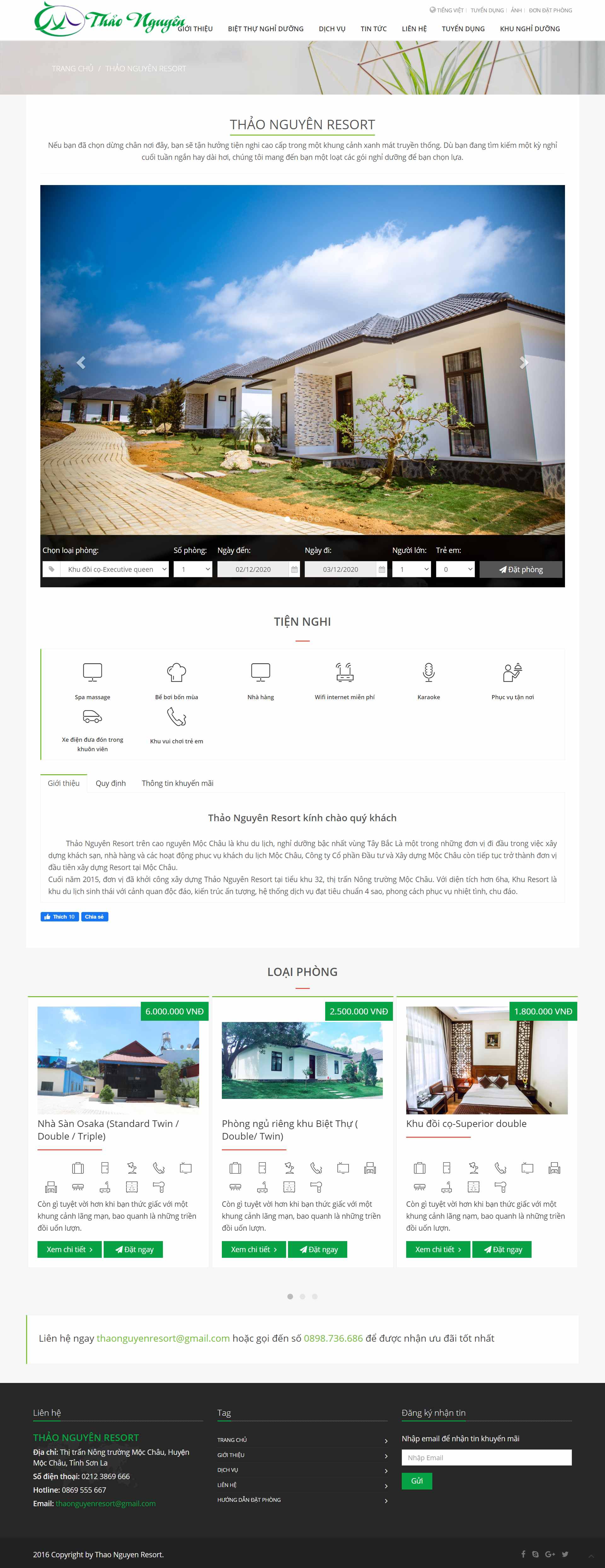 Thiết kế Website Web biệt thự, nghỉ dưỡng - thaonguyenresortcomvn