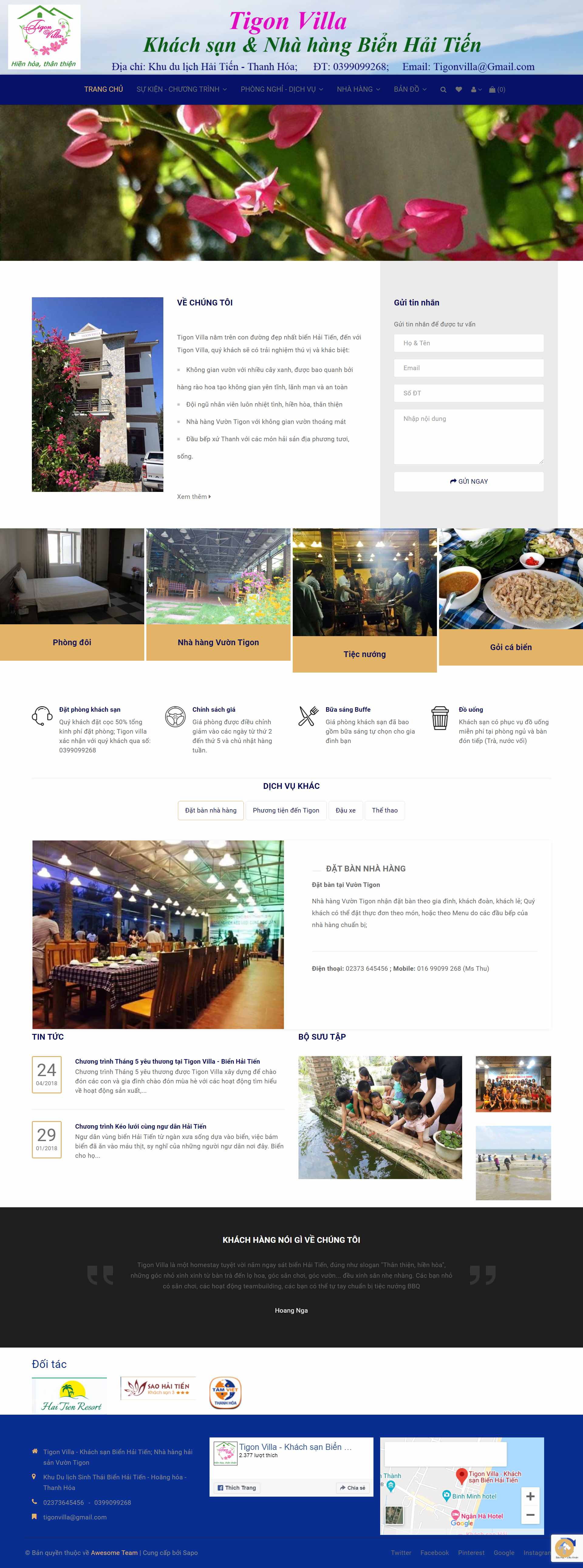 Thiết kế Website Web biệt thự, nghỉ dưỡng - tigonvillacomvn
