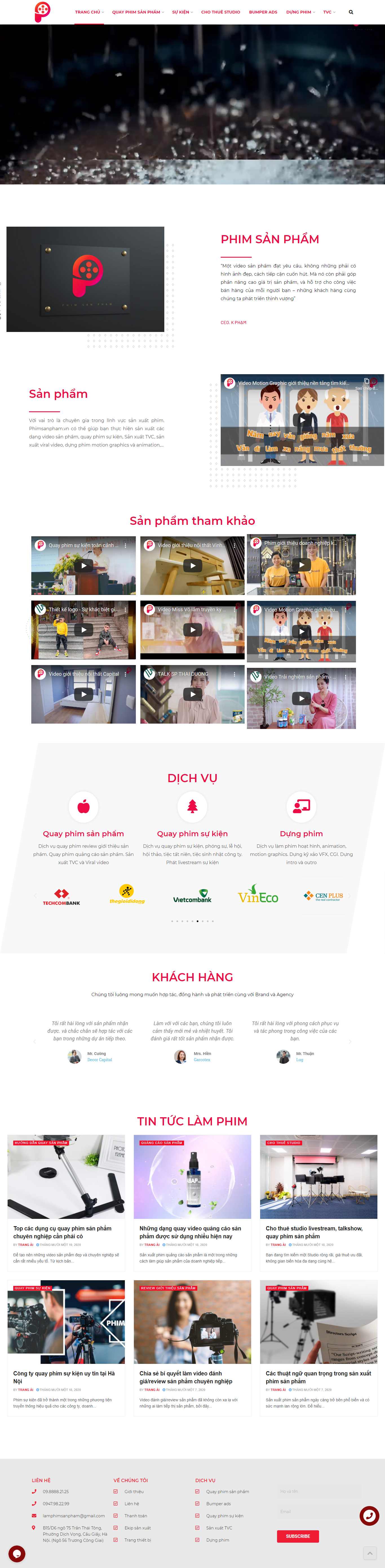Thiết kế Website Web dịch vụ quay phim chụp hình - phimsanphamvn