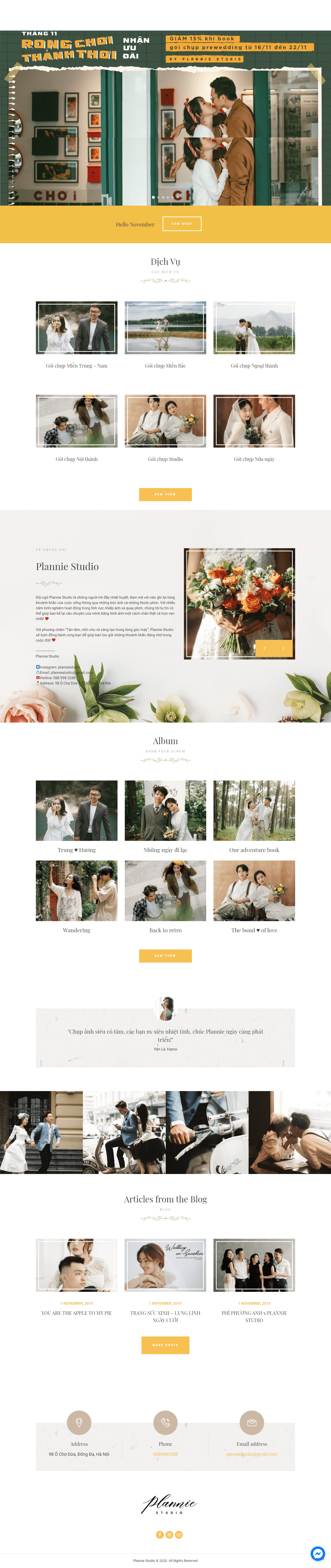Thiết kế Website Web dịch vụ quay phim chụp hình - planniestudiovn