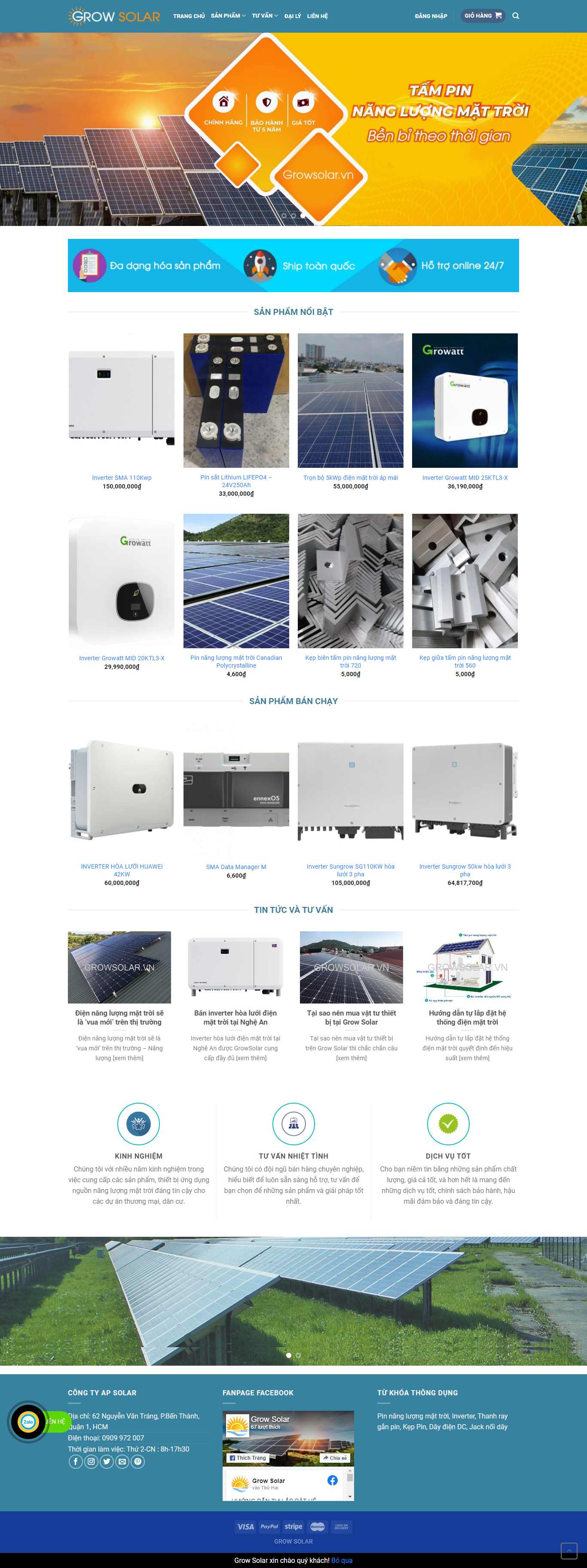 [daithanhgroup] Thiết kế Website Web bán máy năng lượng mặt trời - growsolarvn