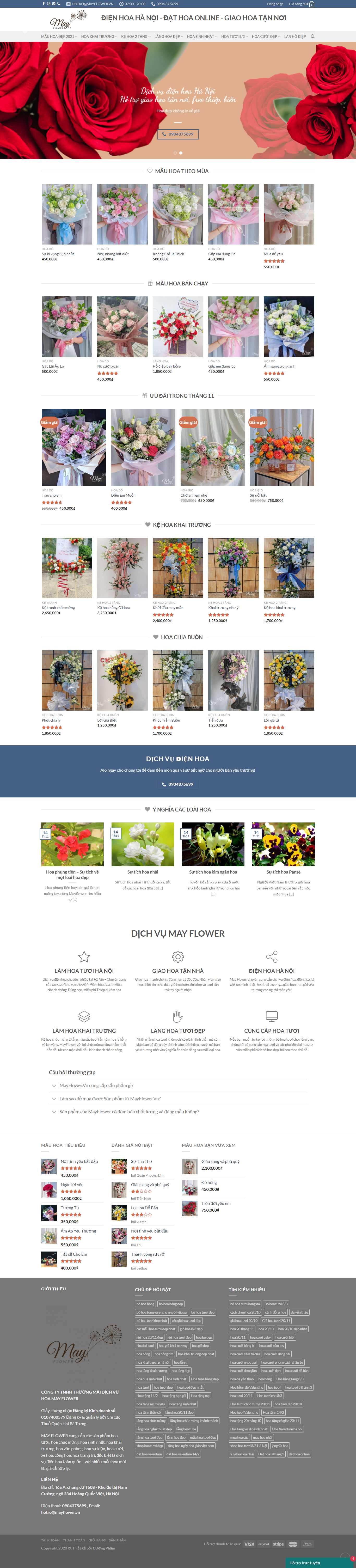 Thiết kế Website Web shop bán hoa - mayflowervn