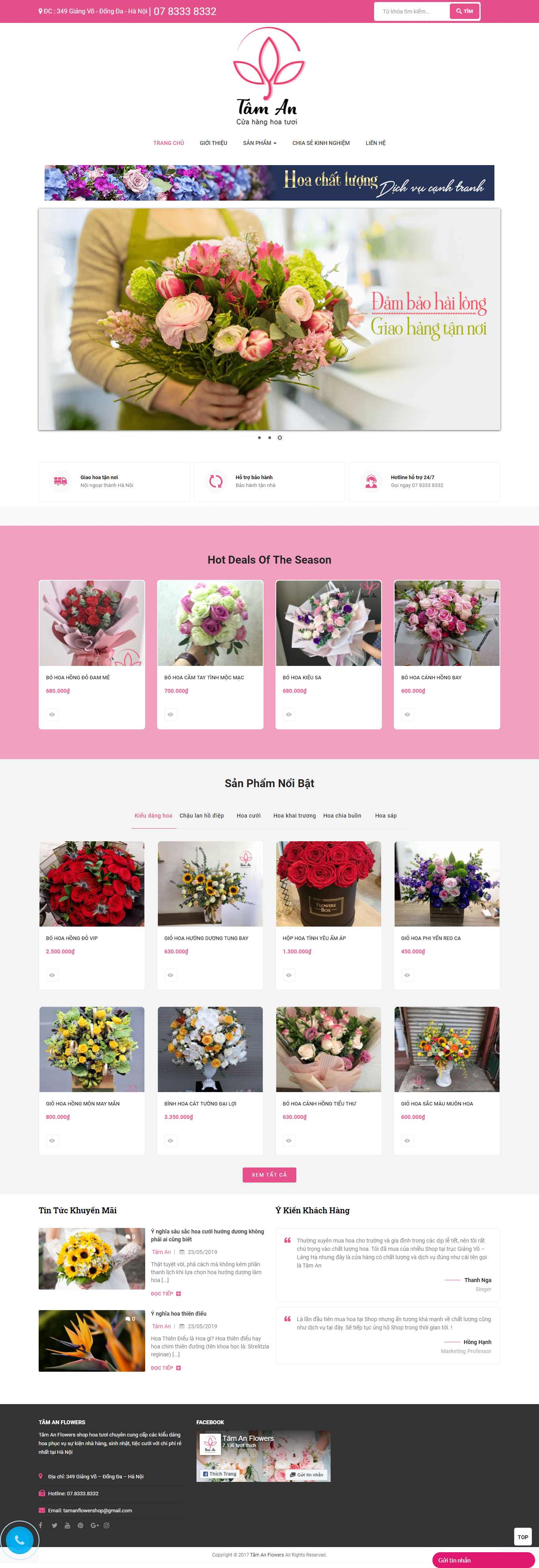 Thiết kế Website Web shop bán hoa - tamanflowerscom