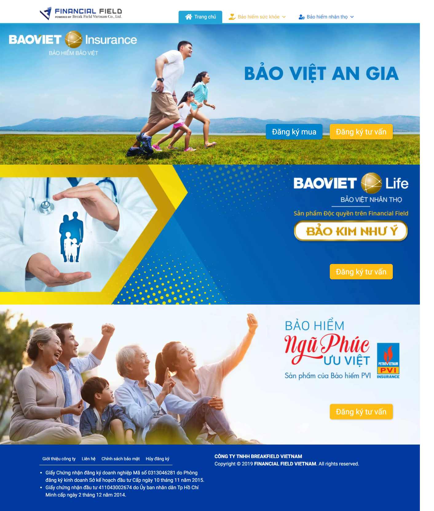 Thiết kế Website Web bán bảo hiểm - financialfieldvn
