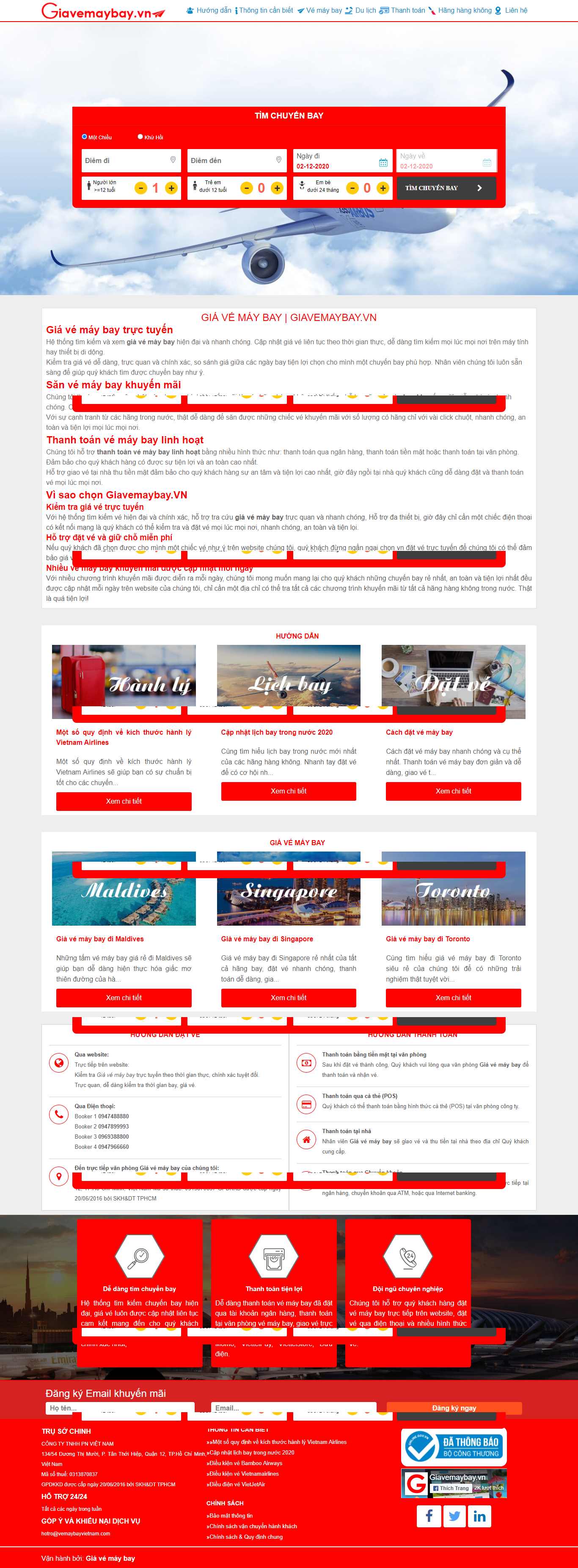 Thiết kế Website web vé máy bay giá rẻ - giavemaybayvn