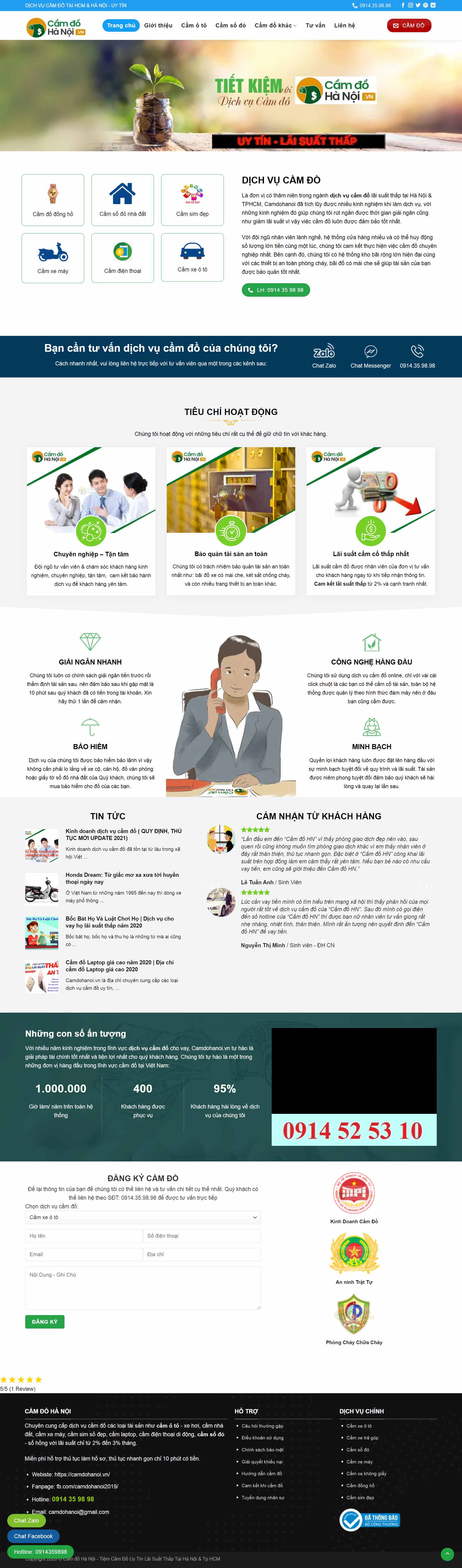 Thiết kế Website Web cầm đồ uy tín - camdohanoivn