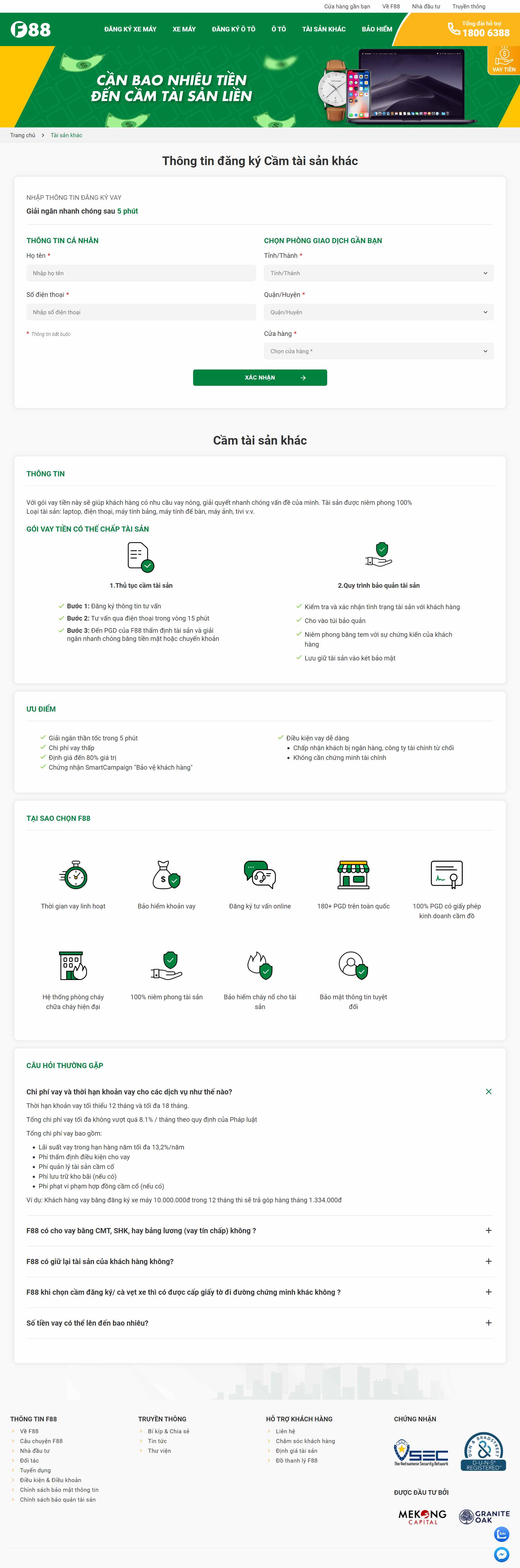 Thiết kế Website Web cầm đồ uy tín - f88vn