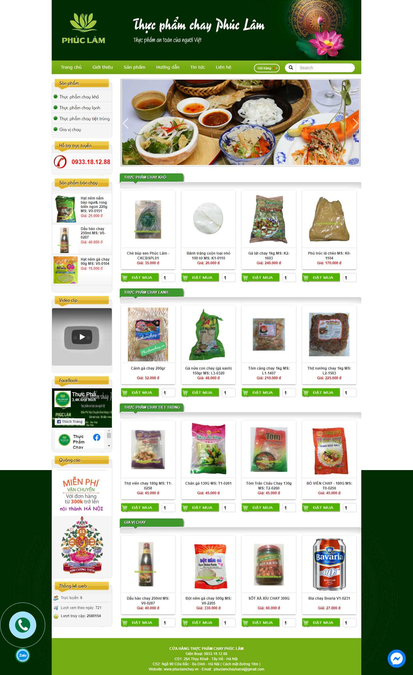 Thiết kế Website Web bán đồ ăn chay - phuclamchayvn