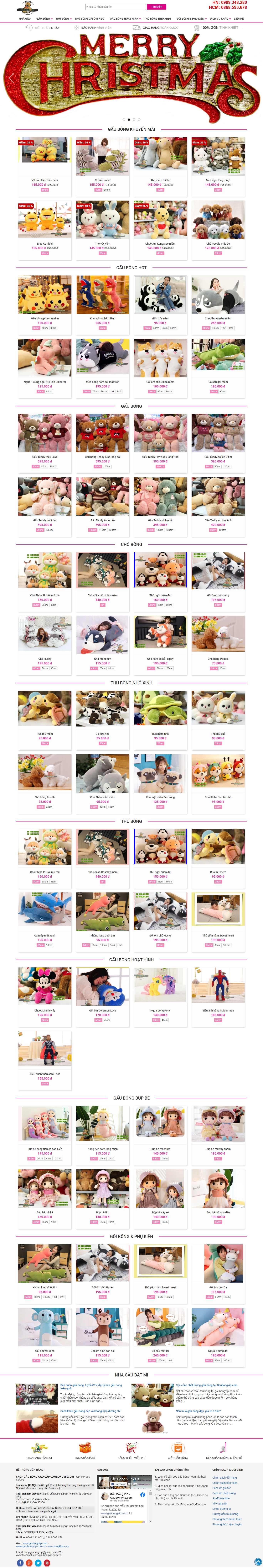 Thiết kế Website Web thú nhồi bông, quà lưu niệm - wwwgaubongvipcom
