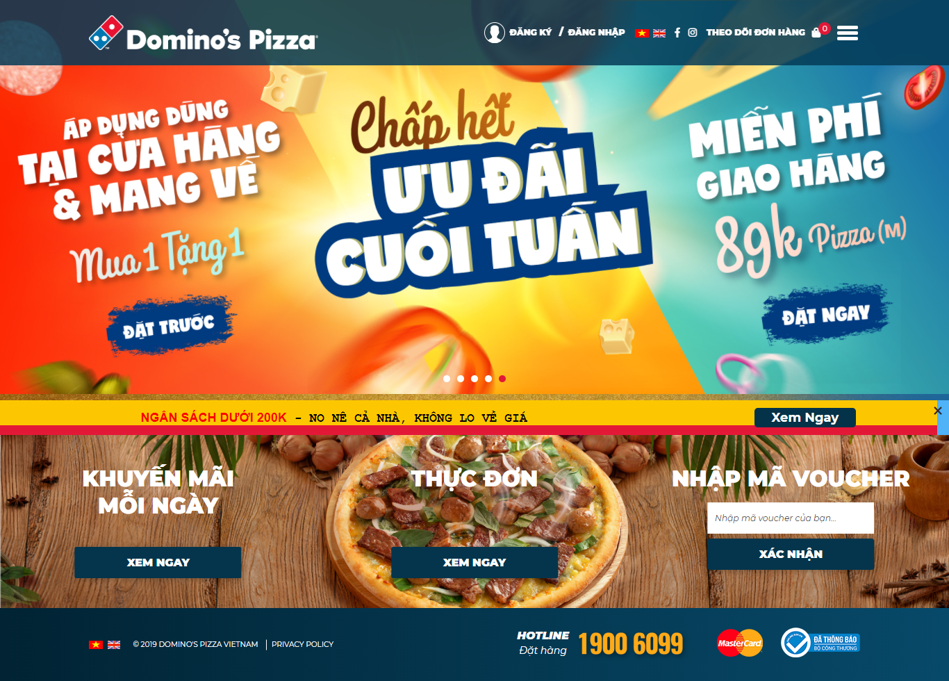 [pizzasunflower] Thiết kế Website Web bán bánh pizza - dominosvn