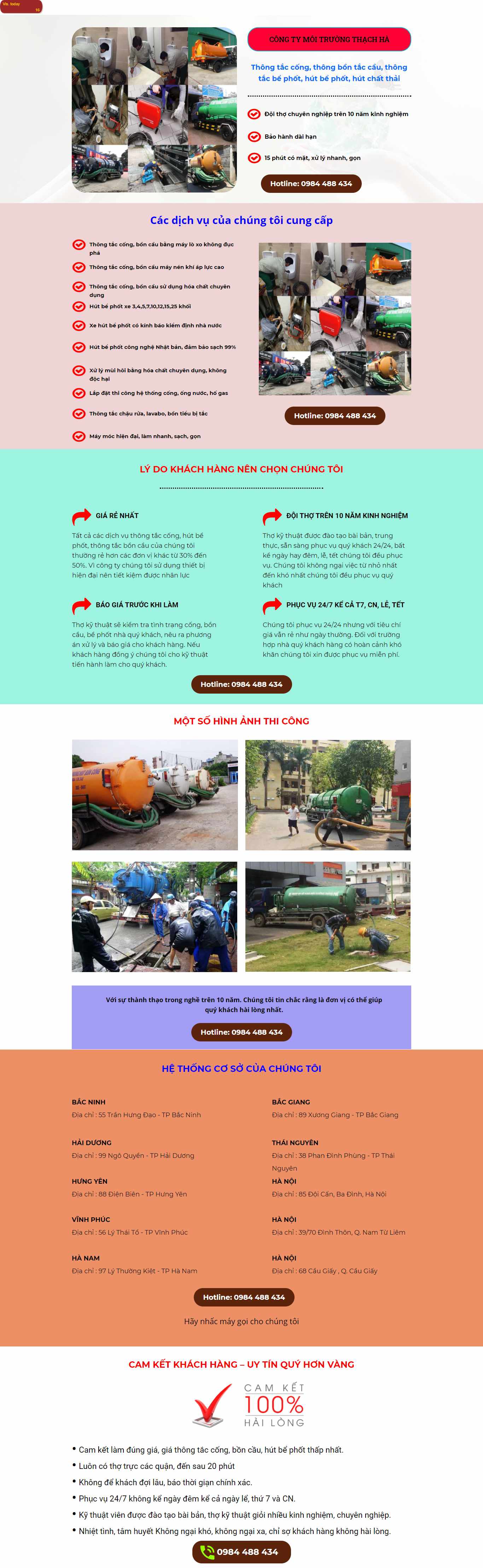 Thiết kế Website Web dịch vụ thông tắc công - wwwmoitruongthachhacom