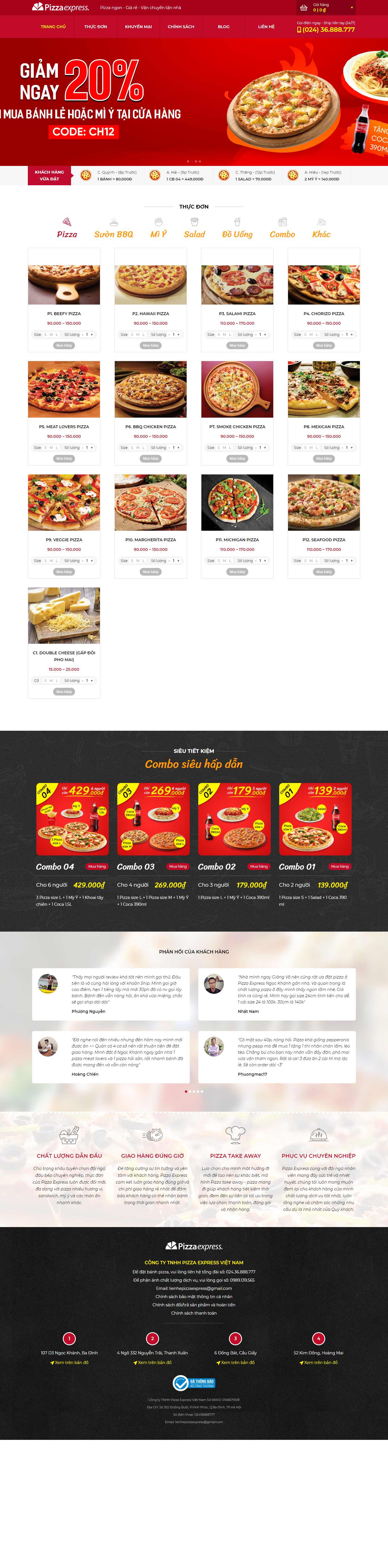 [pizzasunflower] Thiết kế Website Web bán bánh pizza - wwwpizzaexpressvn