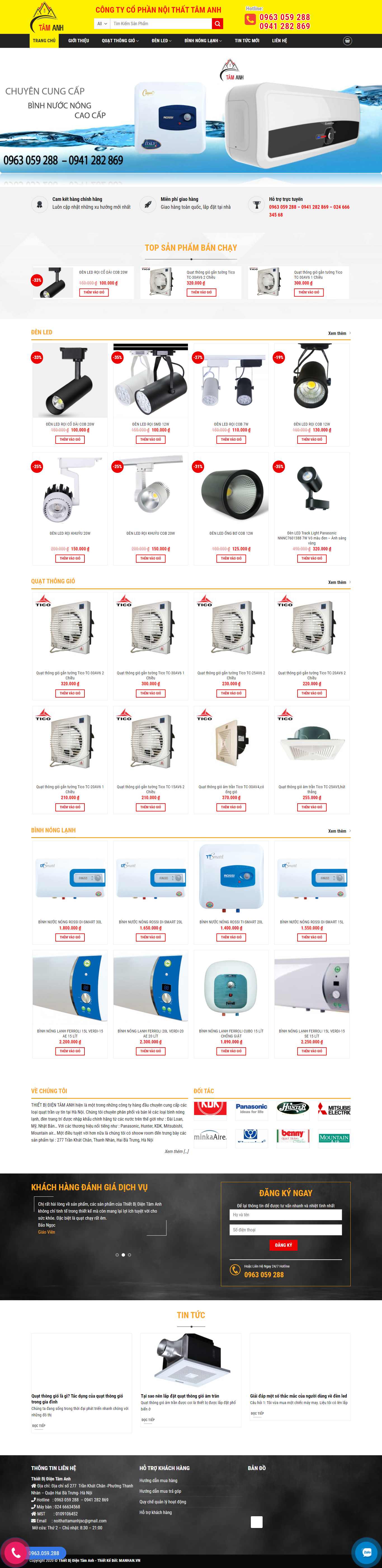 Thiết kế Website Web đèn led - thietbidientamanhstore