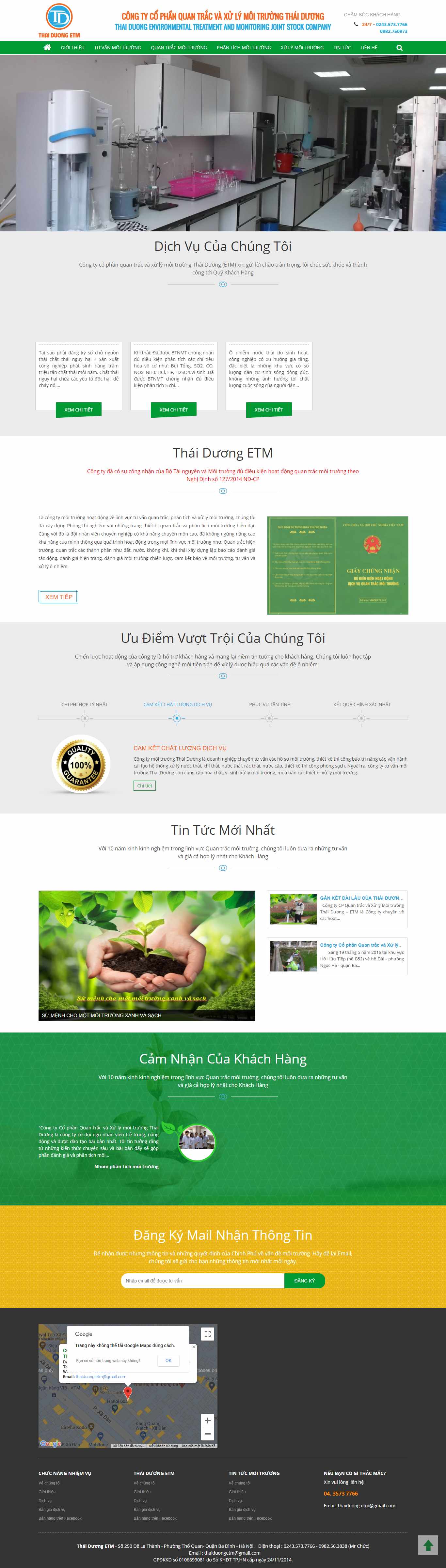 Thiết kế Website Web công ty môi trường - thaiduongetmvn