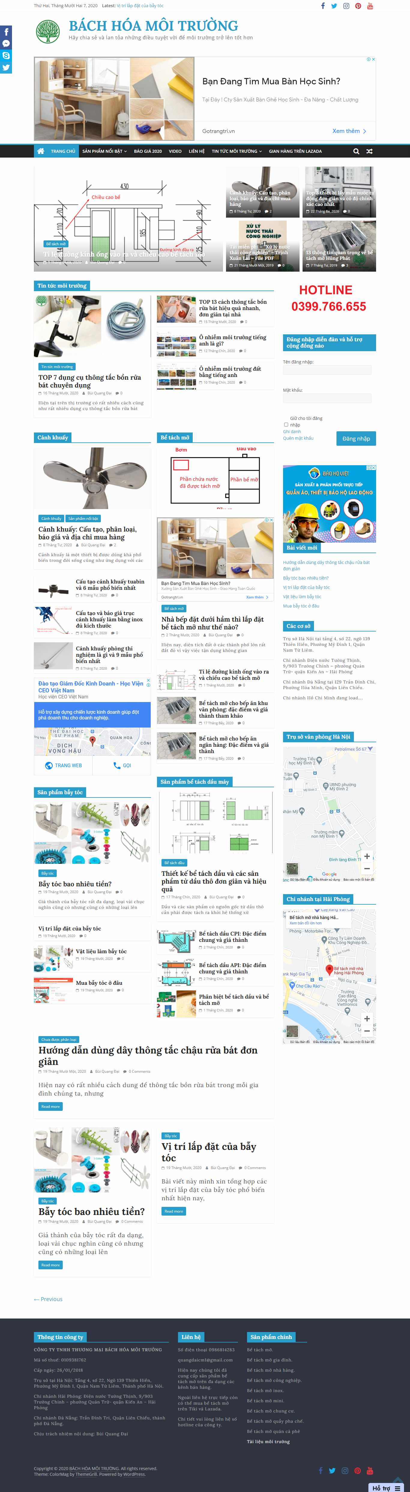 Thiết kế Website Web công ty môi trường - bachhoamoitruongcom