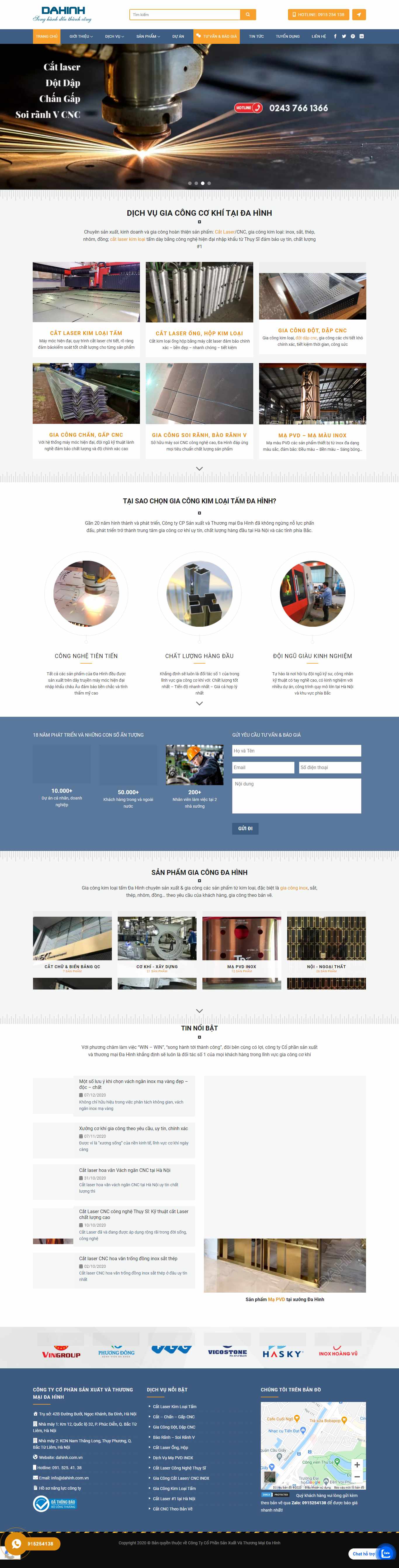 Thiết kế Website Web xưởng cơ khí - dahinhcomvn