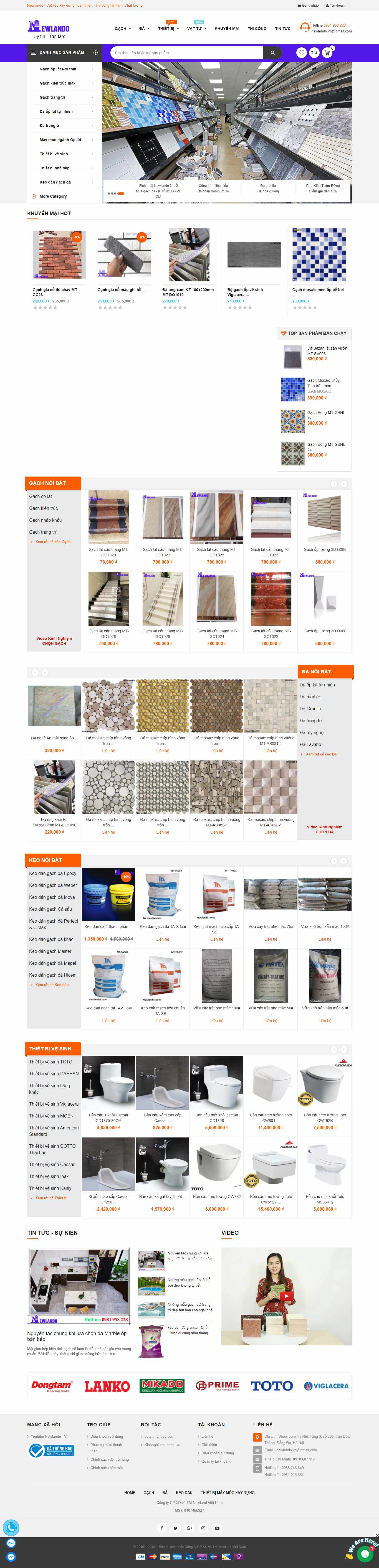 Thiết kế Website Web gạch đáp ốp lát - newlandovn