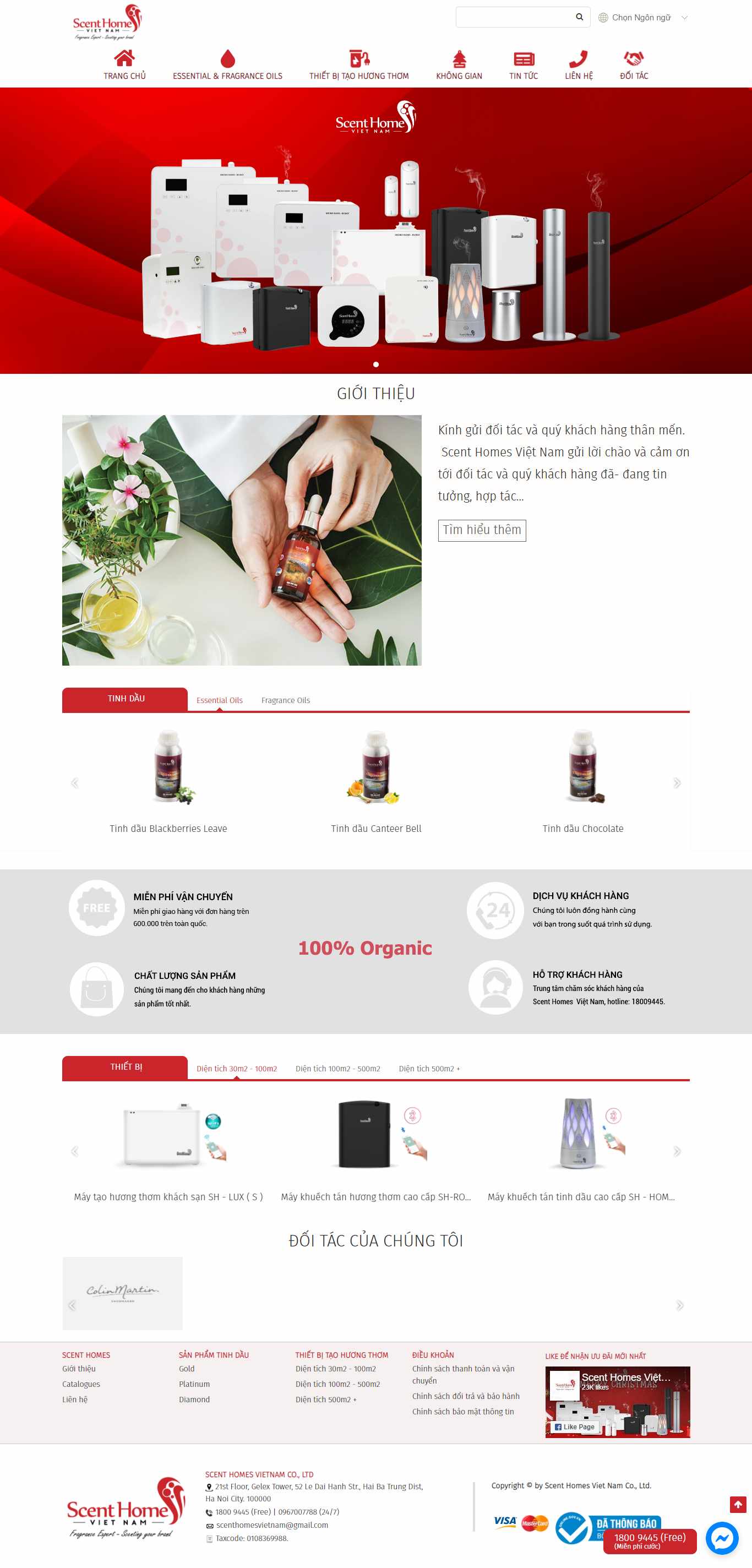 Thiết kế Website Web bán tinh dầu nguyên chất - scenthomesvn