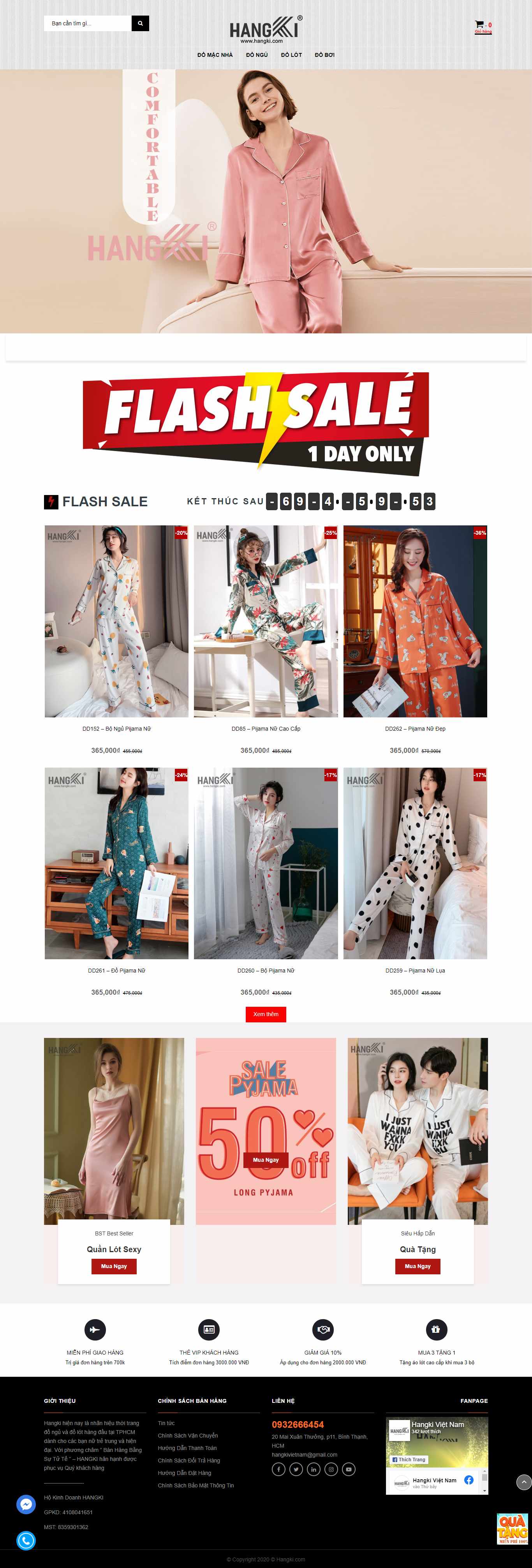 Thiết kế Website Web bán đồ lót đồ ngủ Nam Nữ Online - hangkicom