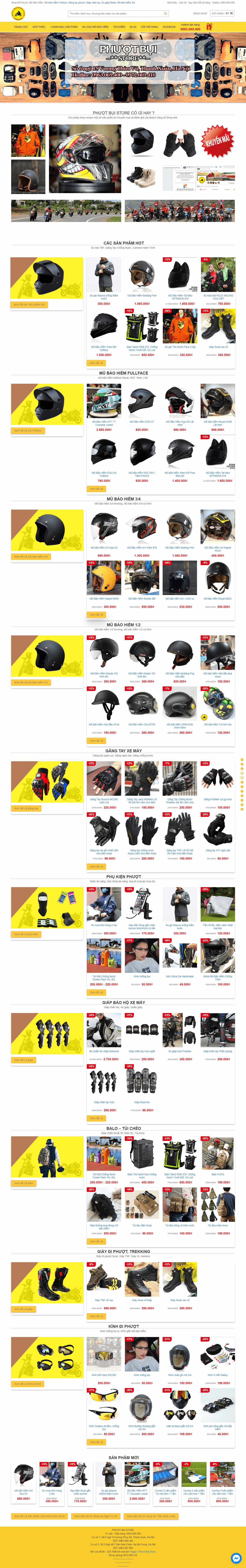 Thiết kế Website Web bán đồ phượt, vật dụng du lịch bụi - phuotbuistorecom