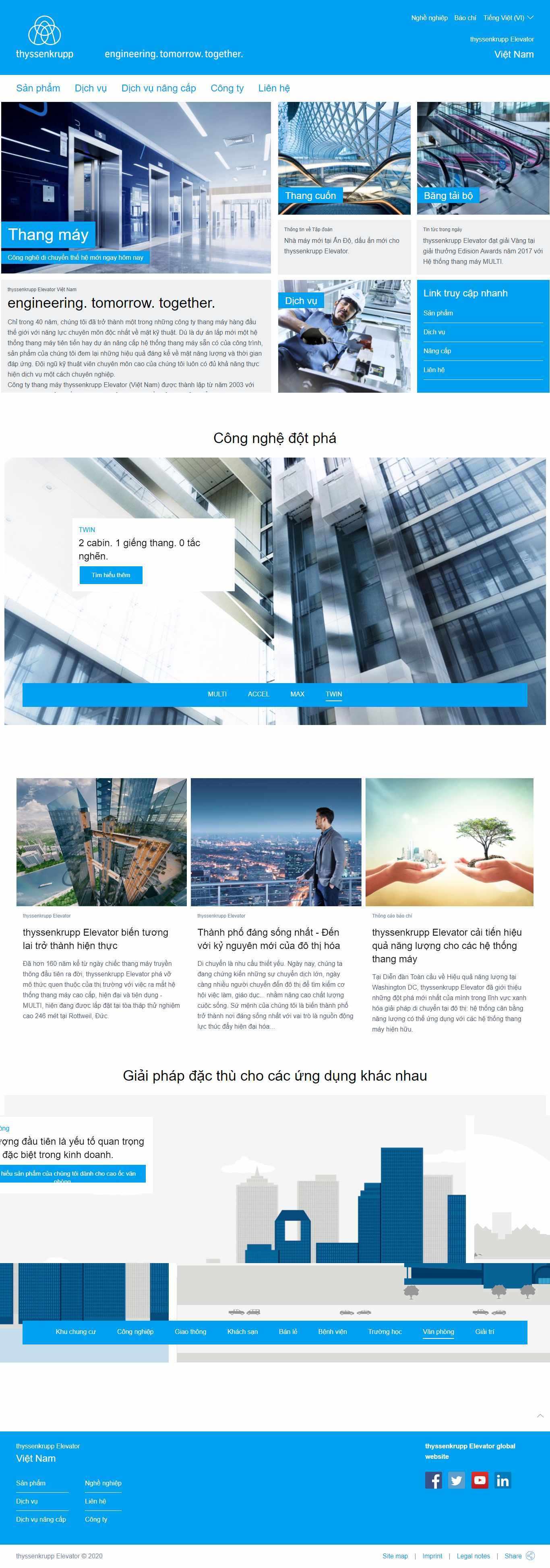 Thiết kế Website Web bán thang máy - wwwthyssenkrupp-elevatorcom