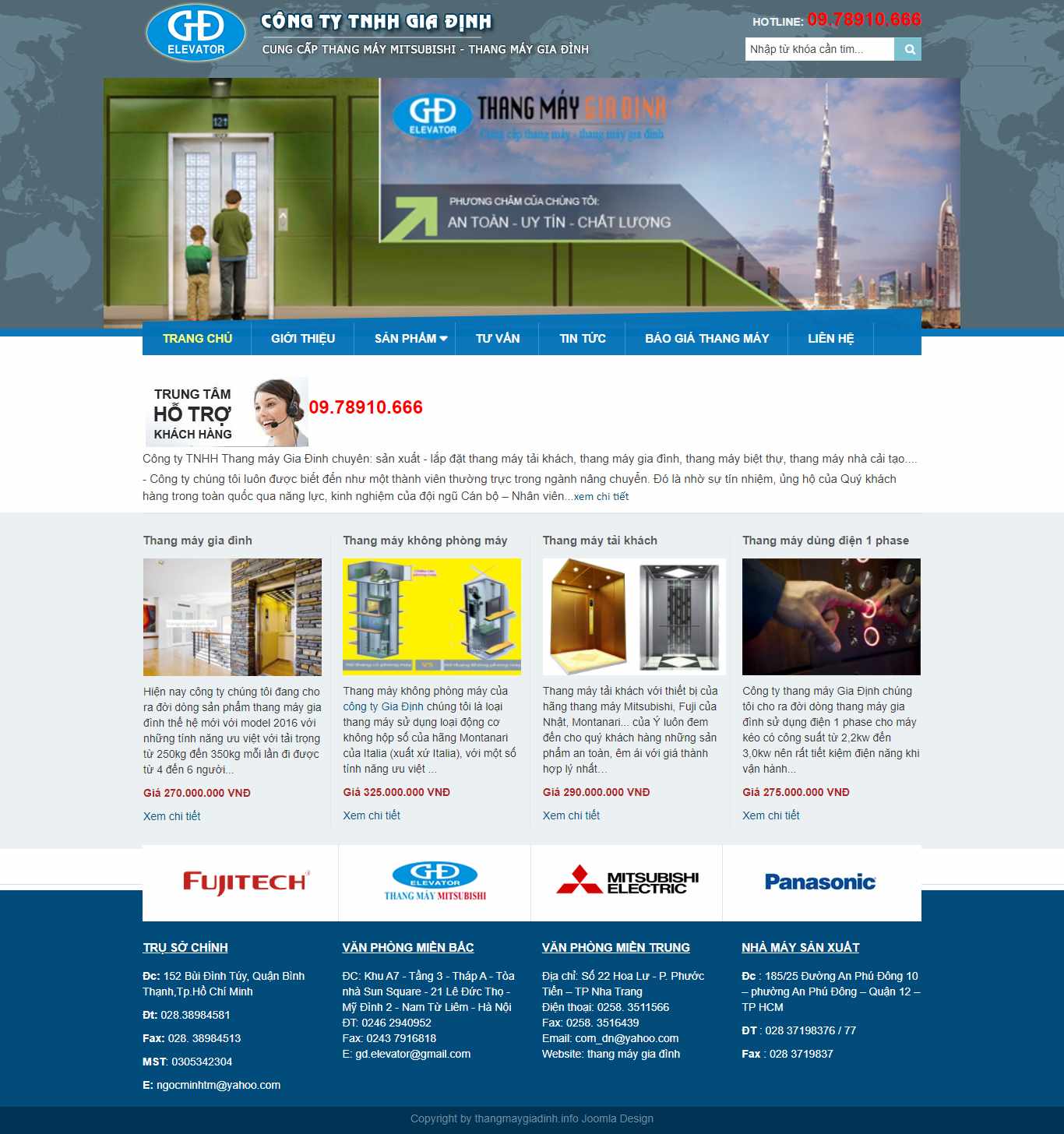 Thiết kế Website Web bán thang máy - thangmayliendoanhinfo