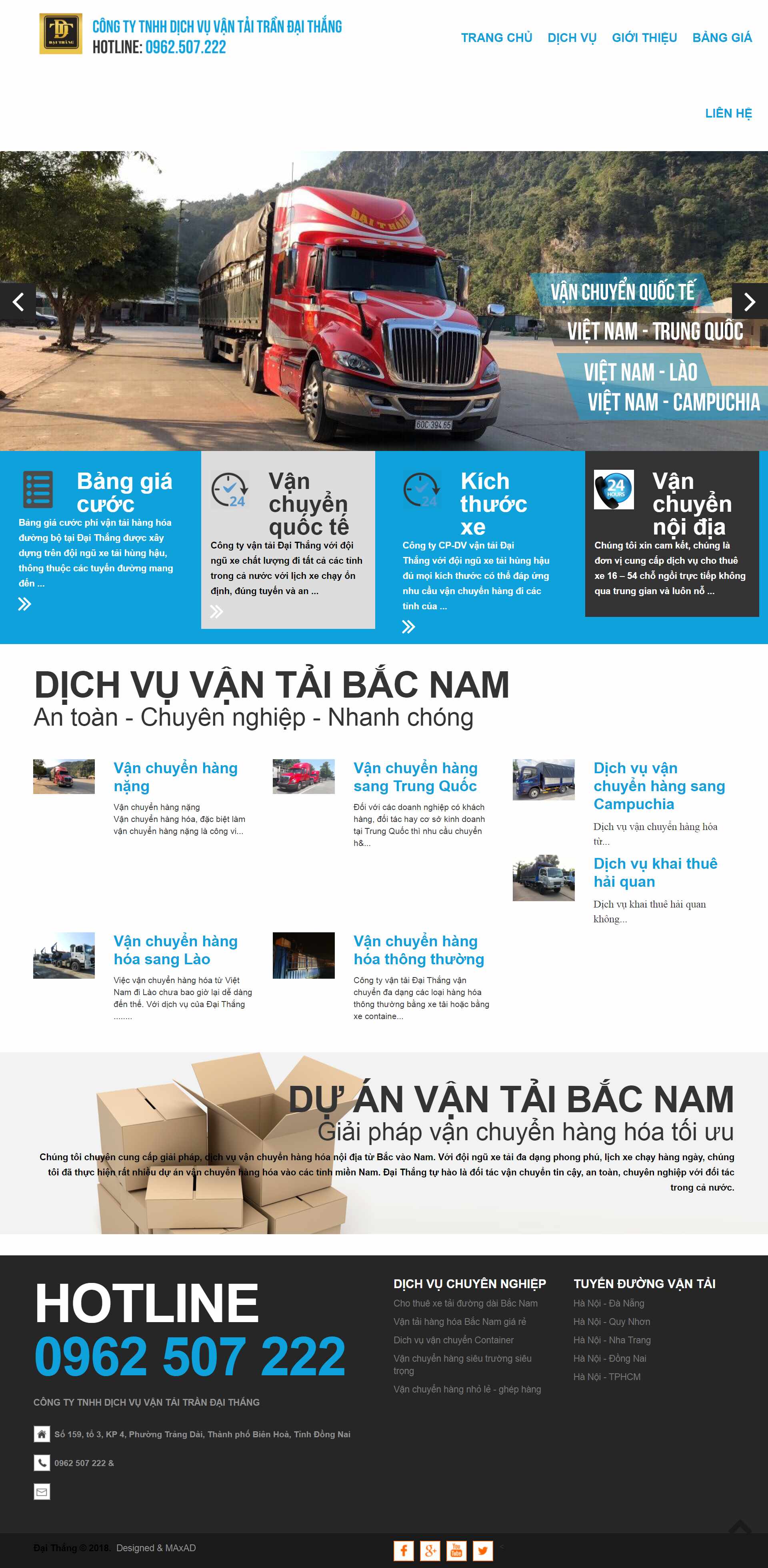 Thiết kế Website Web Vận chuyển Kho bãi - vanchuyenhanghoadtcom