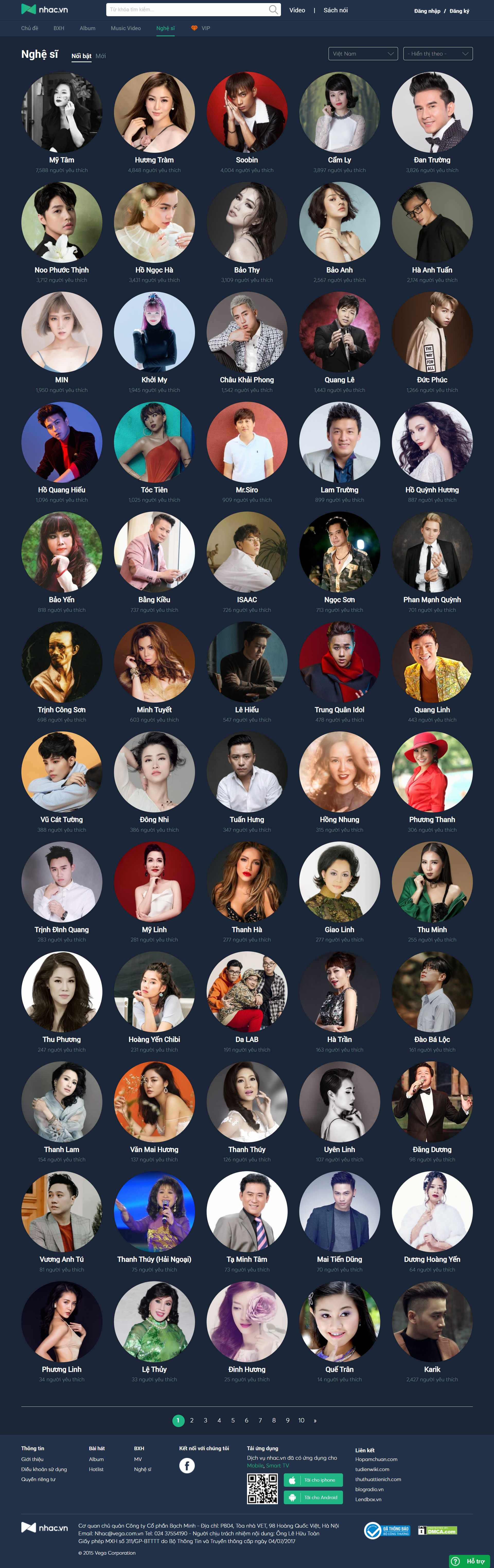 Thiết kế Website Web Nghệ Sỹ Ca sĩ Cá Nhân - nhacvn