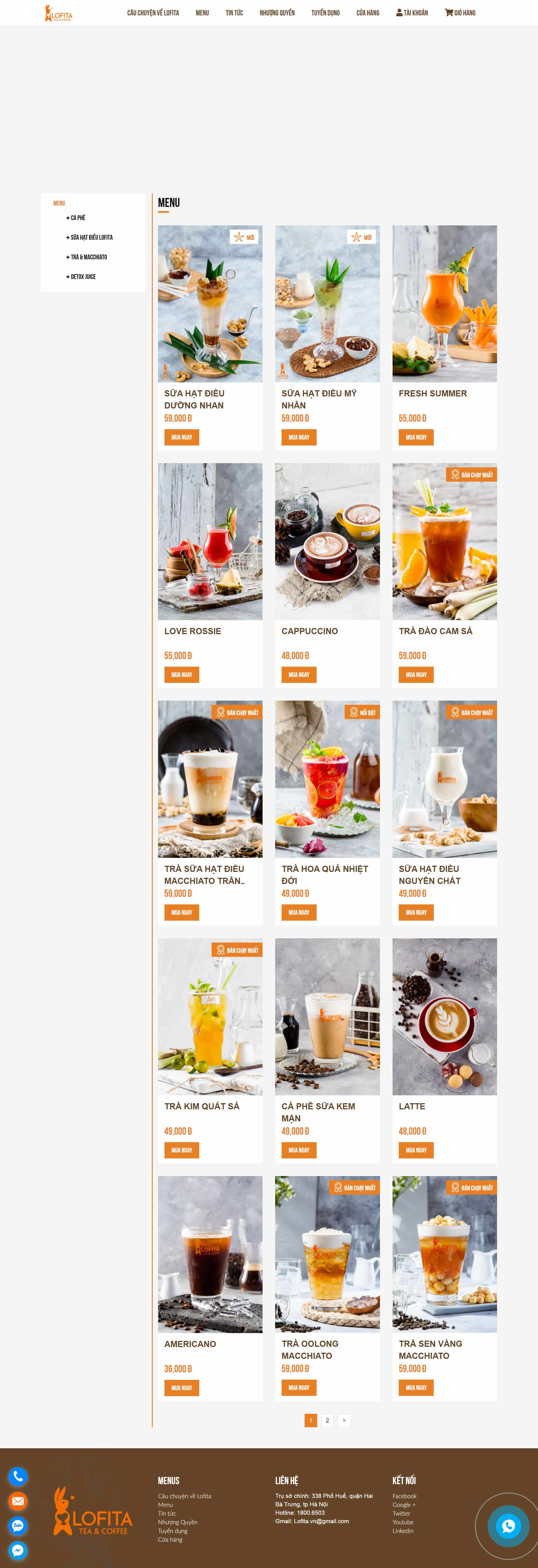 Thiết kế Website Web Nhà hàng Quán cafe Quán ăn - lofitavn