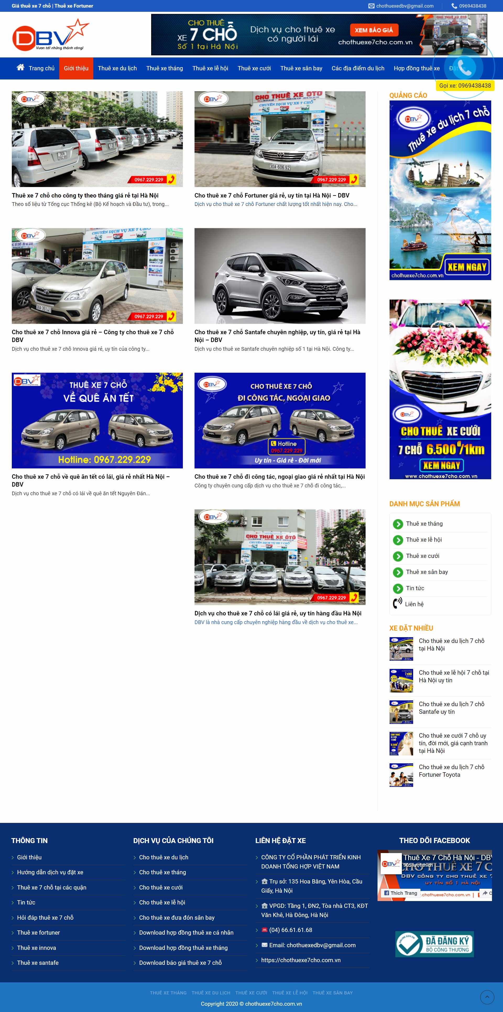 Thiết kế Website Web cho thuê xe ô tô - chothuexe7chocomvn