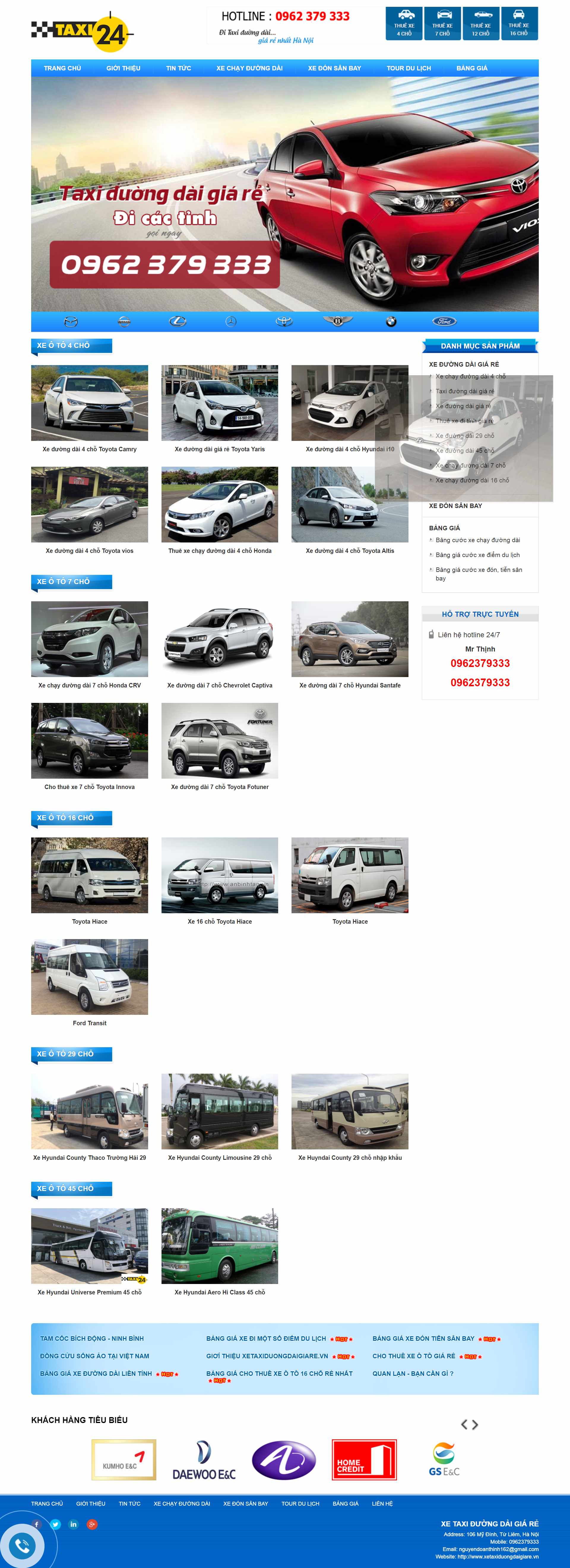 Thiết kế Website Web cho thuê xe ô tô - xetaxiduongdaigiarevn