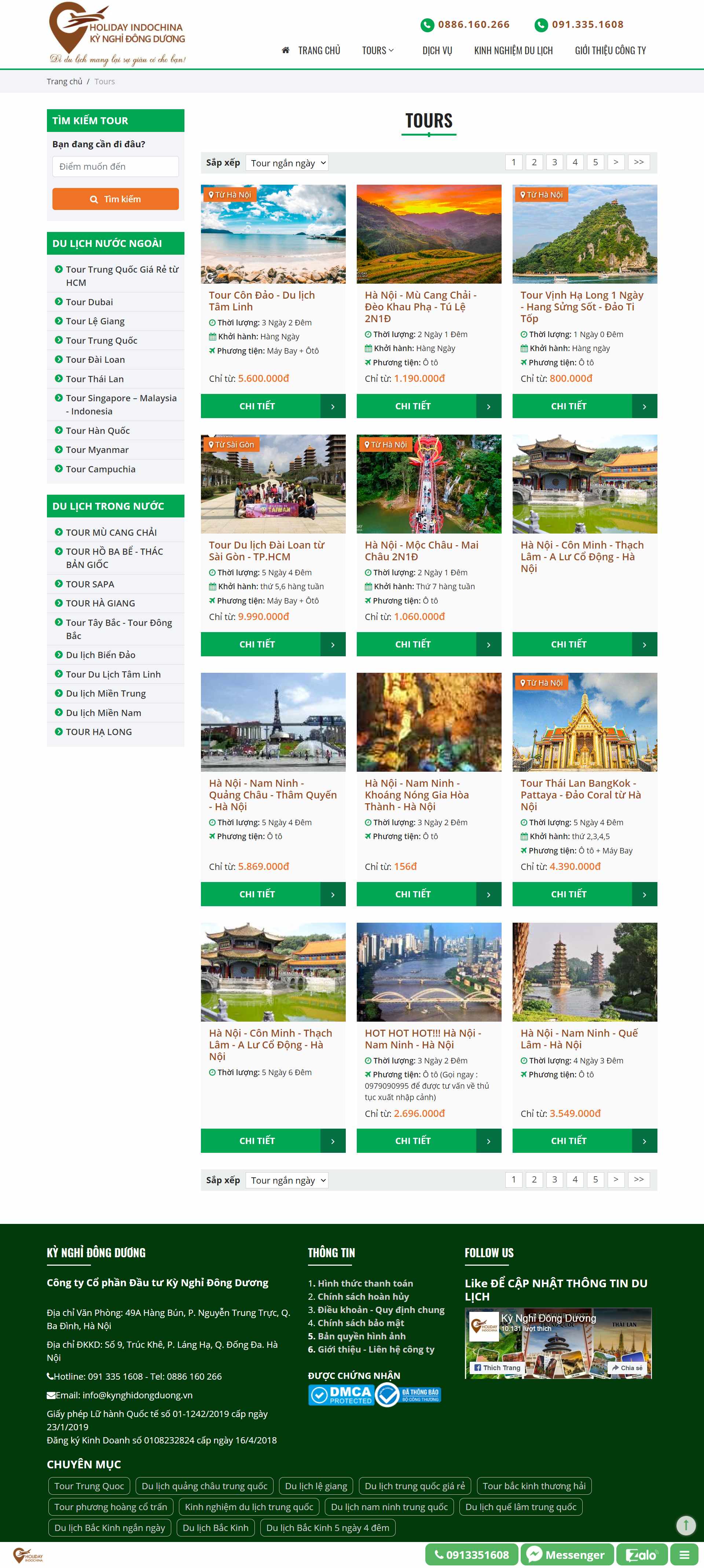 Thiết kế Website Web du lịch tour - wwwkynghidongduongvn