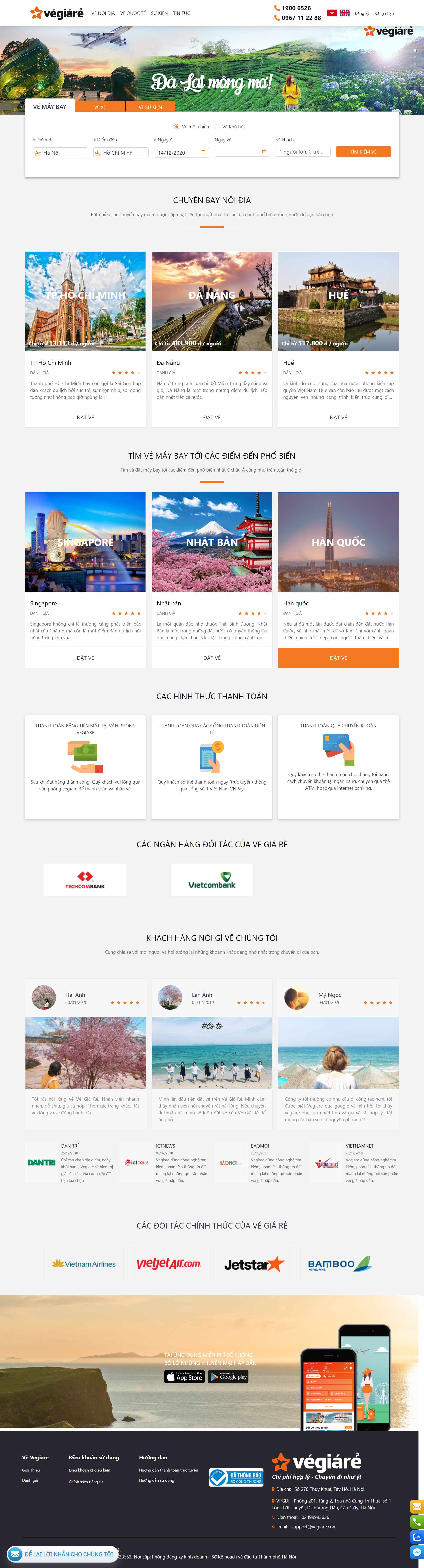 Thiết kế Website Web đặt vé máy bay trực tuyến - vegiarecom