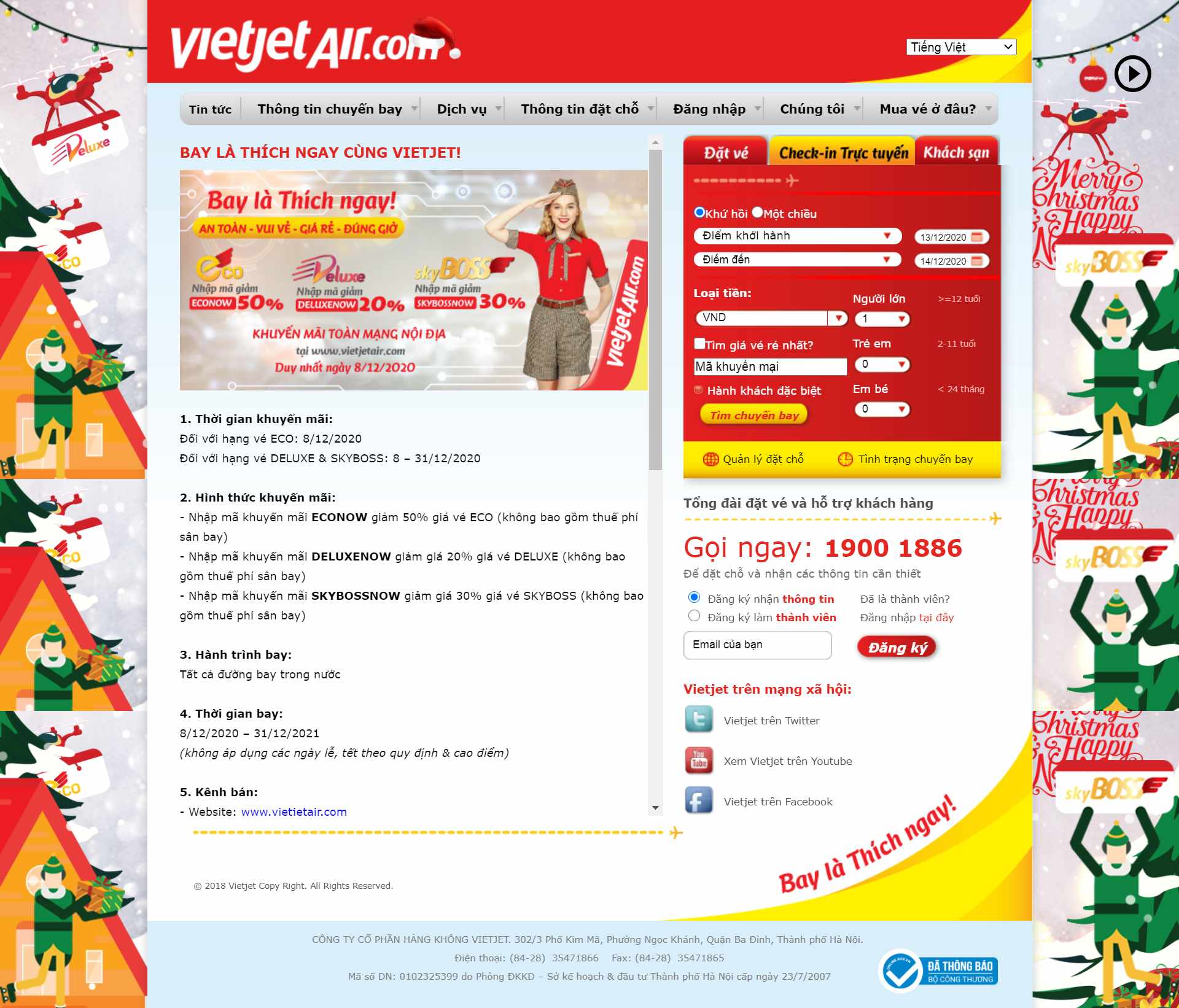Thiết kế Website Web đặt vé máy bay trực tuyến - wwwvietjetaircom