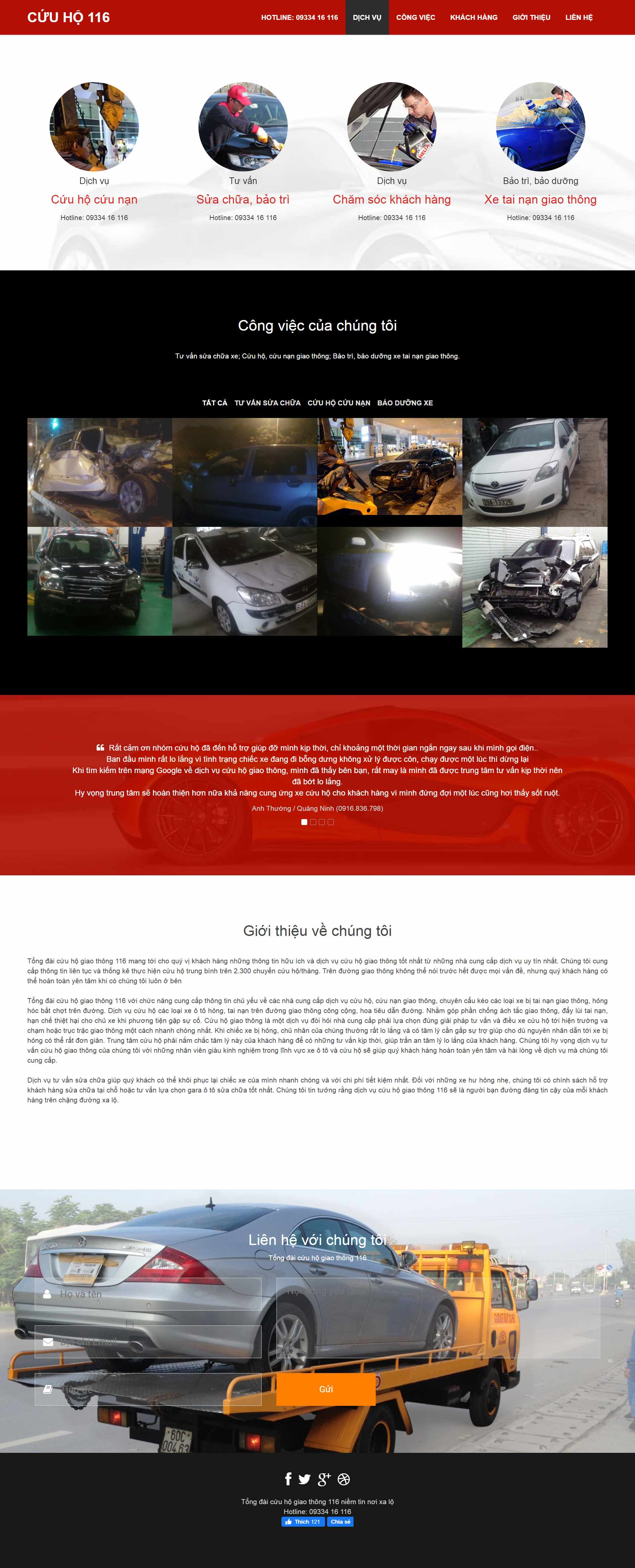 Thiết kế Website Web dịch vụ cứu hộ ô tô, xe máy - cuuho116vn