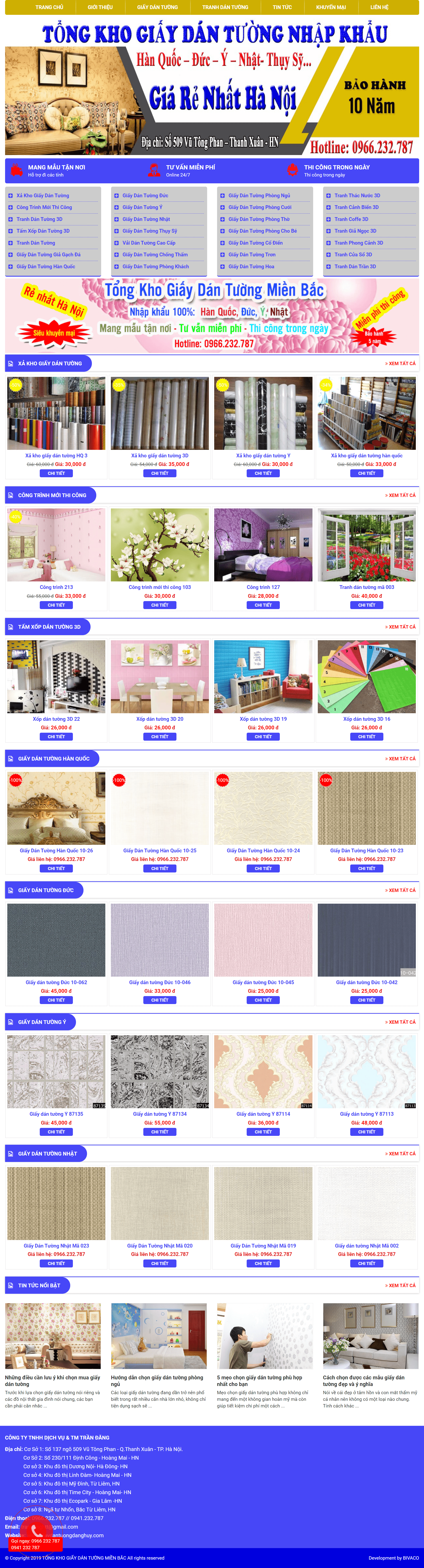 Thiết kế Website Web giấy dán tường cao cấp - khogiaydantuonghanoionline