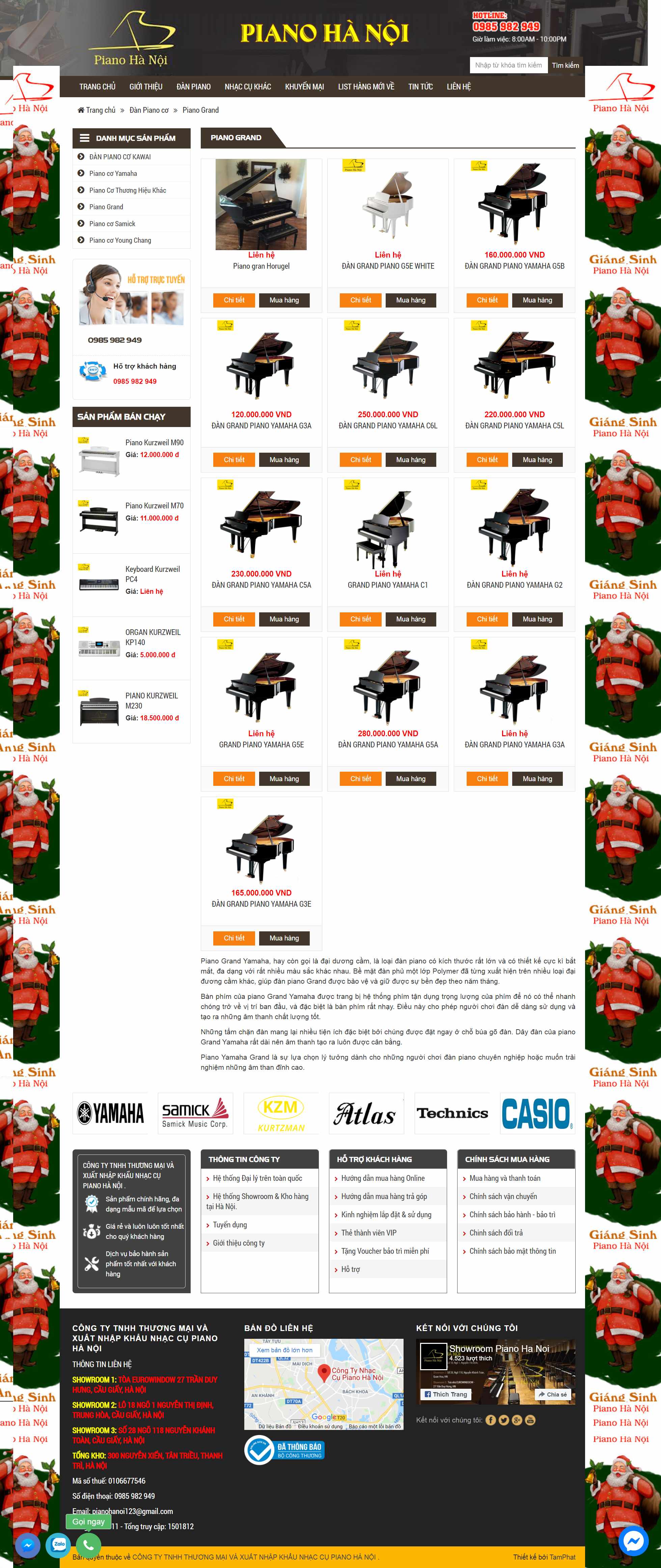 Thiết kế Website Web bán đàn piano, guita, organ - pianohanoicom