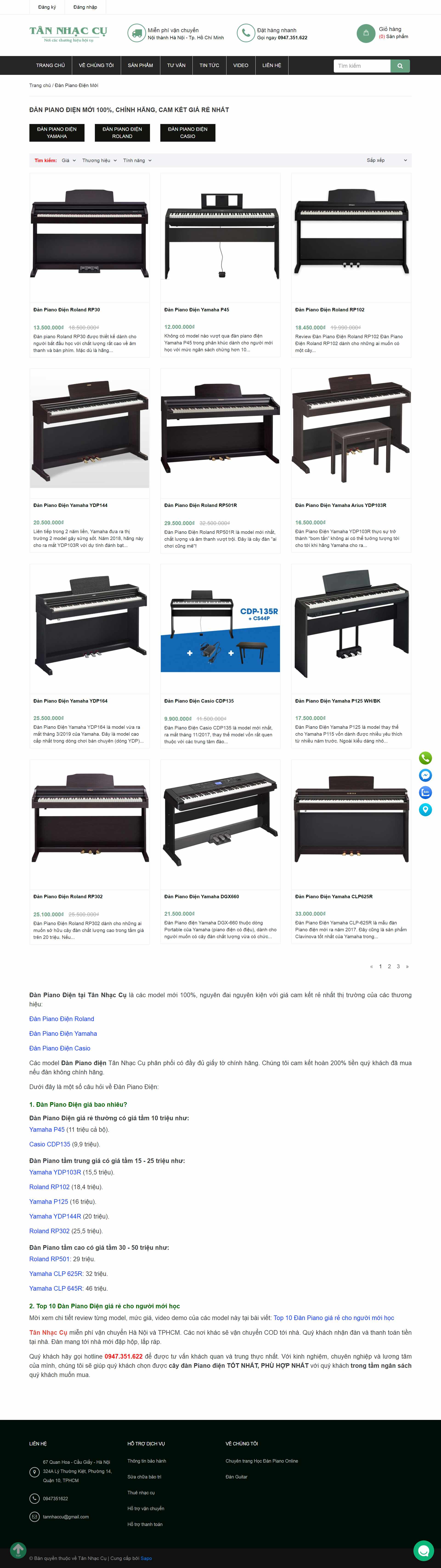Thiết kế Website Web bán đàn piano, guita, organ - tannhaccucomvn