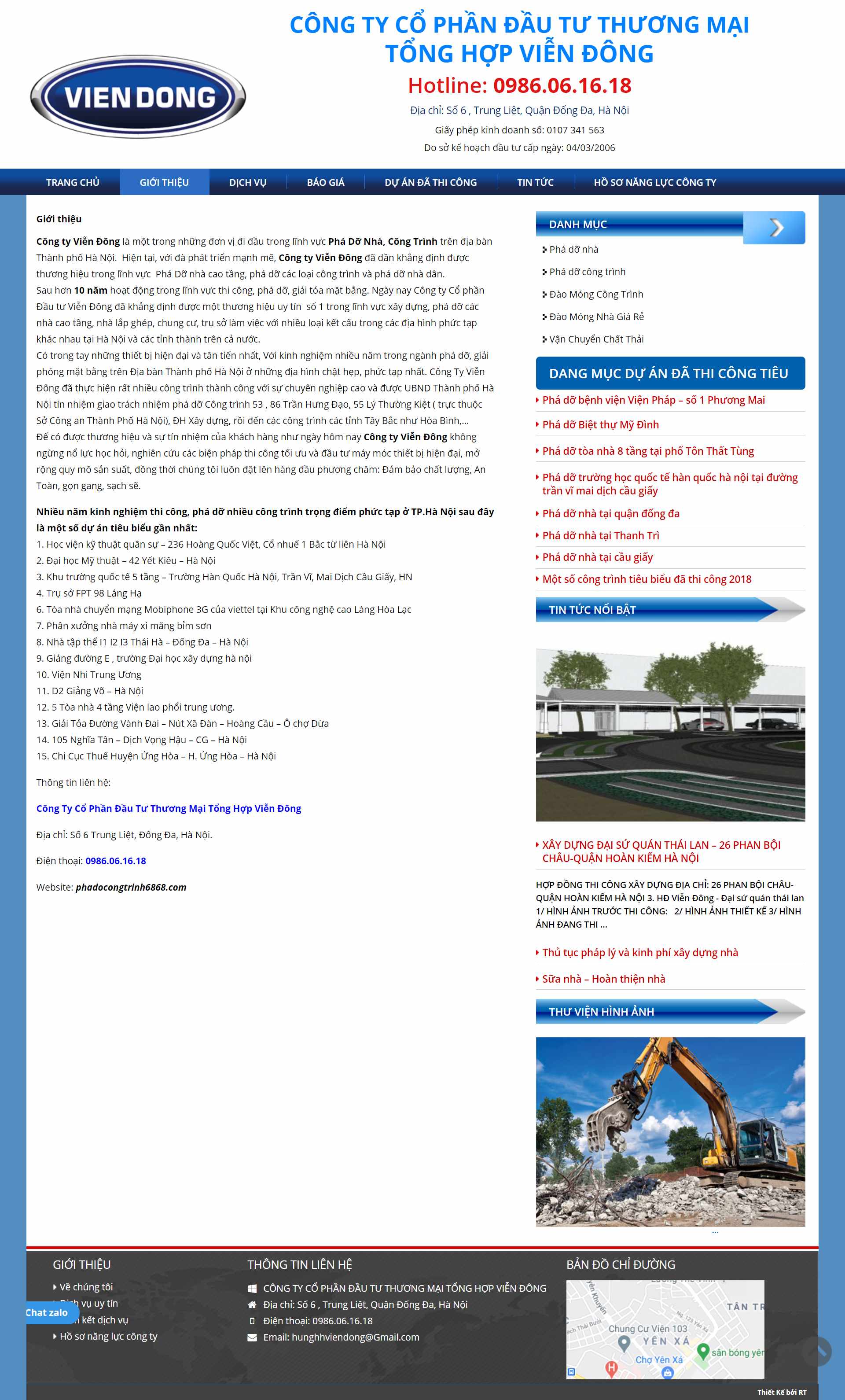 Thiết kế Website Web phá dỡ công trình - phadocongtrinh6868com